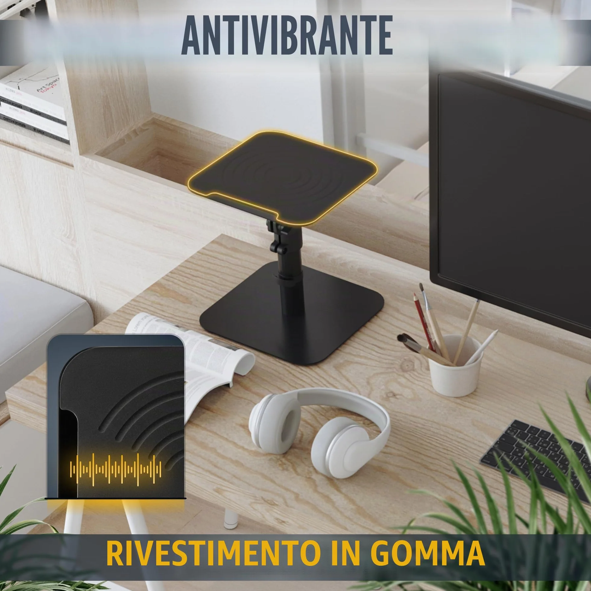 RICOO Supporto per Altoparlanti LH069-T Universale da Terra Set da 2, Nero