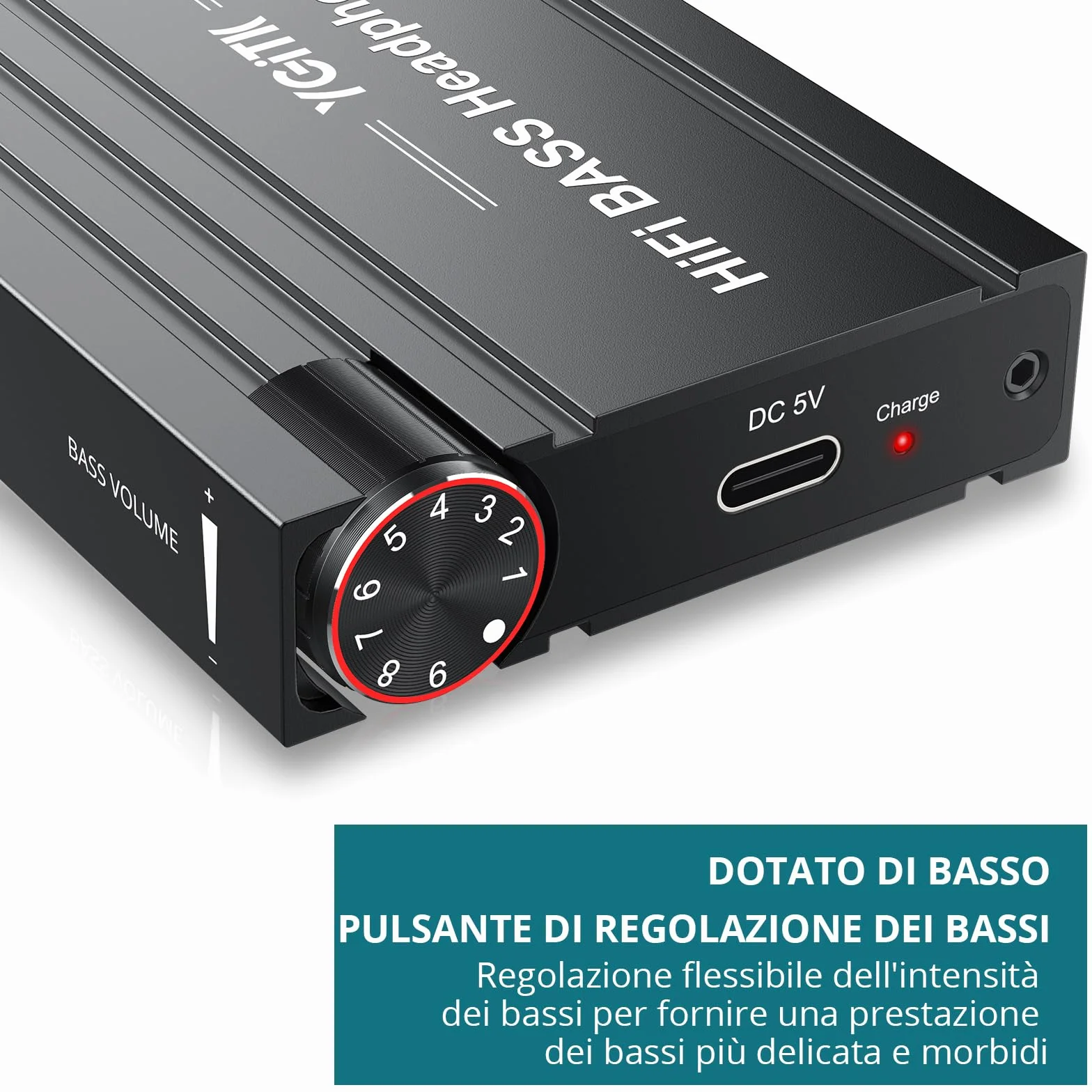 Amplificatore Cuffie Portatile Hi-Fi 16-600Ω Guadagno Regolabile Bassi Migliorati Ricaricabile Compatibile MP3 Smartphone Laptop