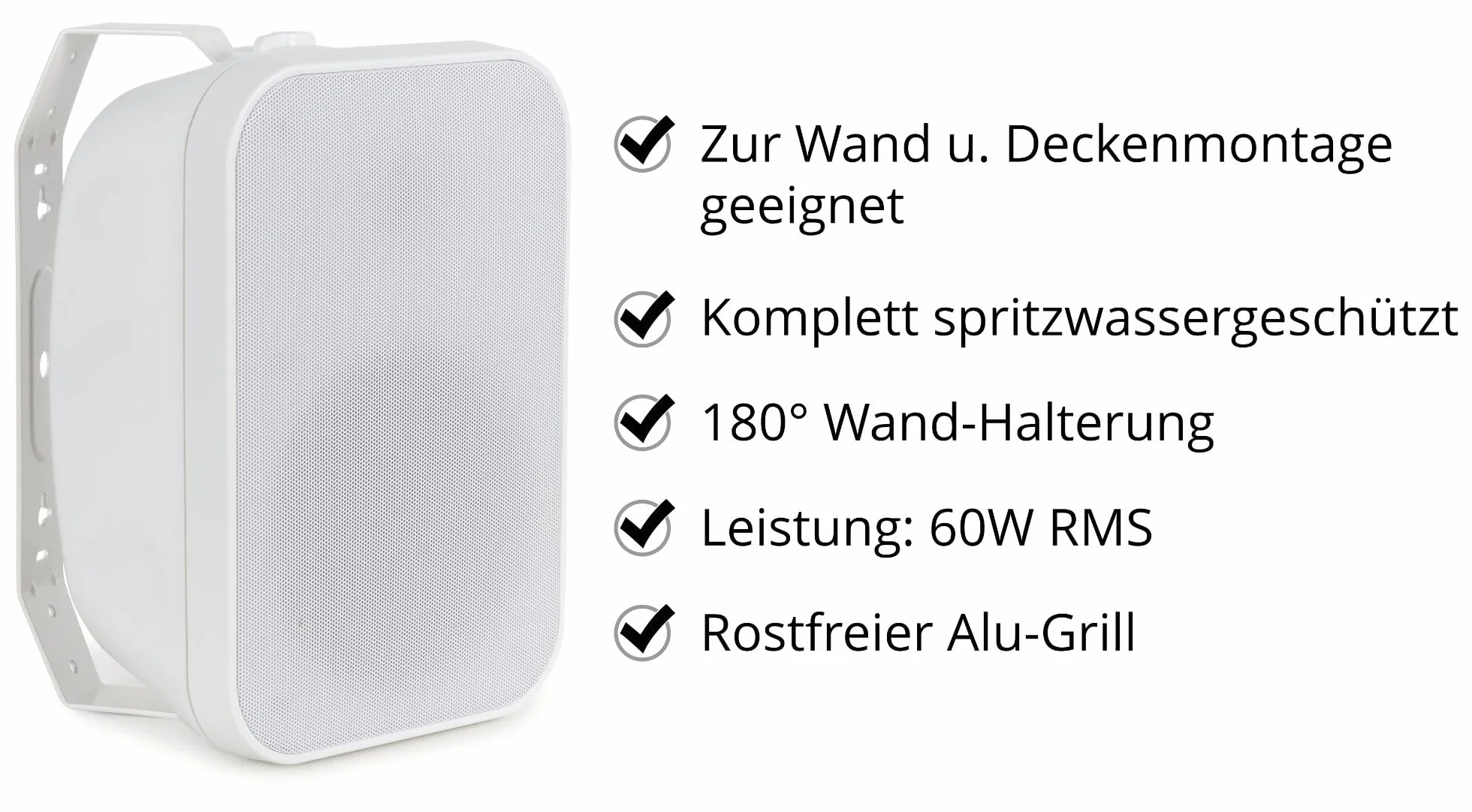 McGrey OLS-651WH Casse Acustiche Outdoor Set 4 Pezzi Sistema Due Vie IP56 60 Watt 70/100V Compatibile Bianco