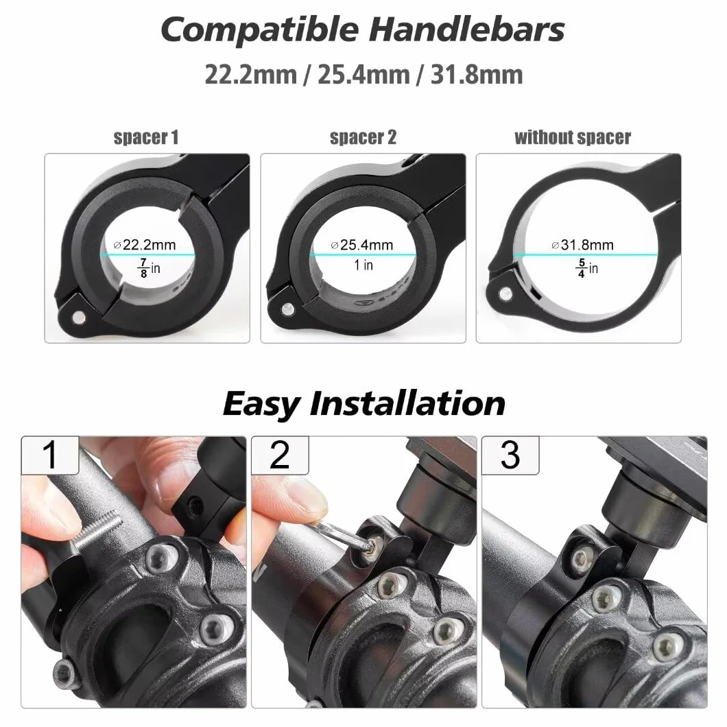 ROTTO Porta Cellulare da Bici Supporto Telefono Moto 360° Rotabile Alluminio Universale
