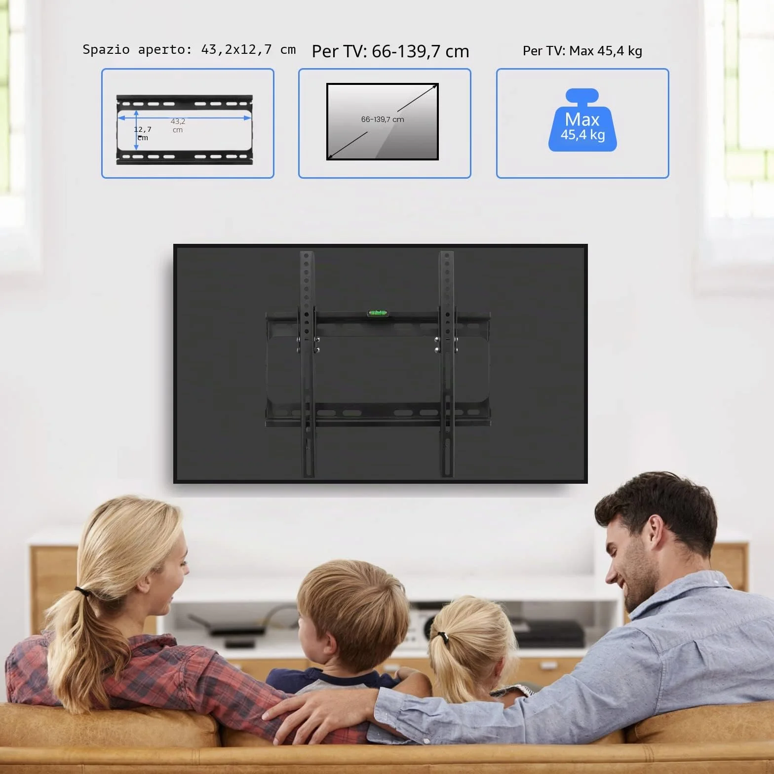 Suptek Supporto da Parete per TV 26-55 Pollici LED HD 4K HDR UHD VESA 400x400mm 45kg