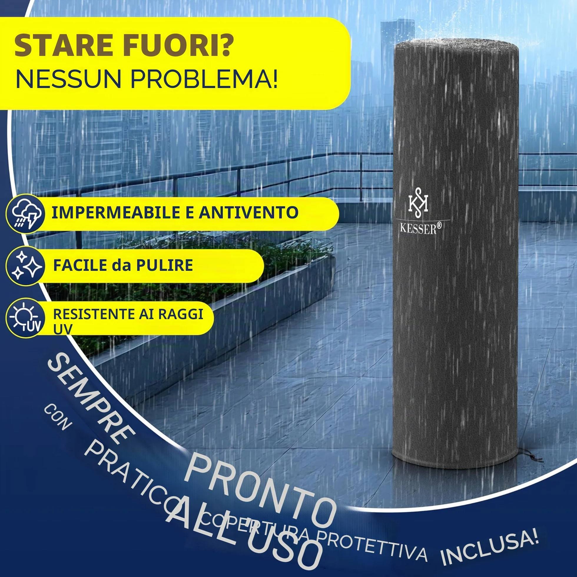KESSER Riscaldatore radiante a gas Fungo 12,5 kW Stufa da esterno Nero
