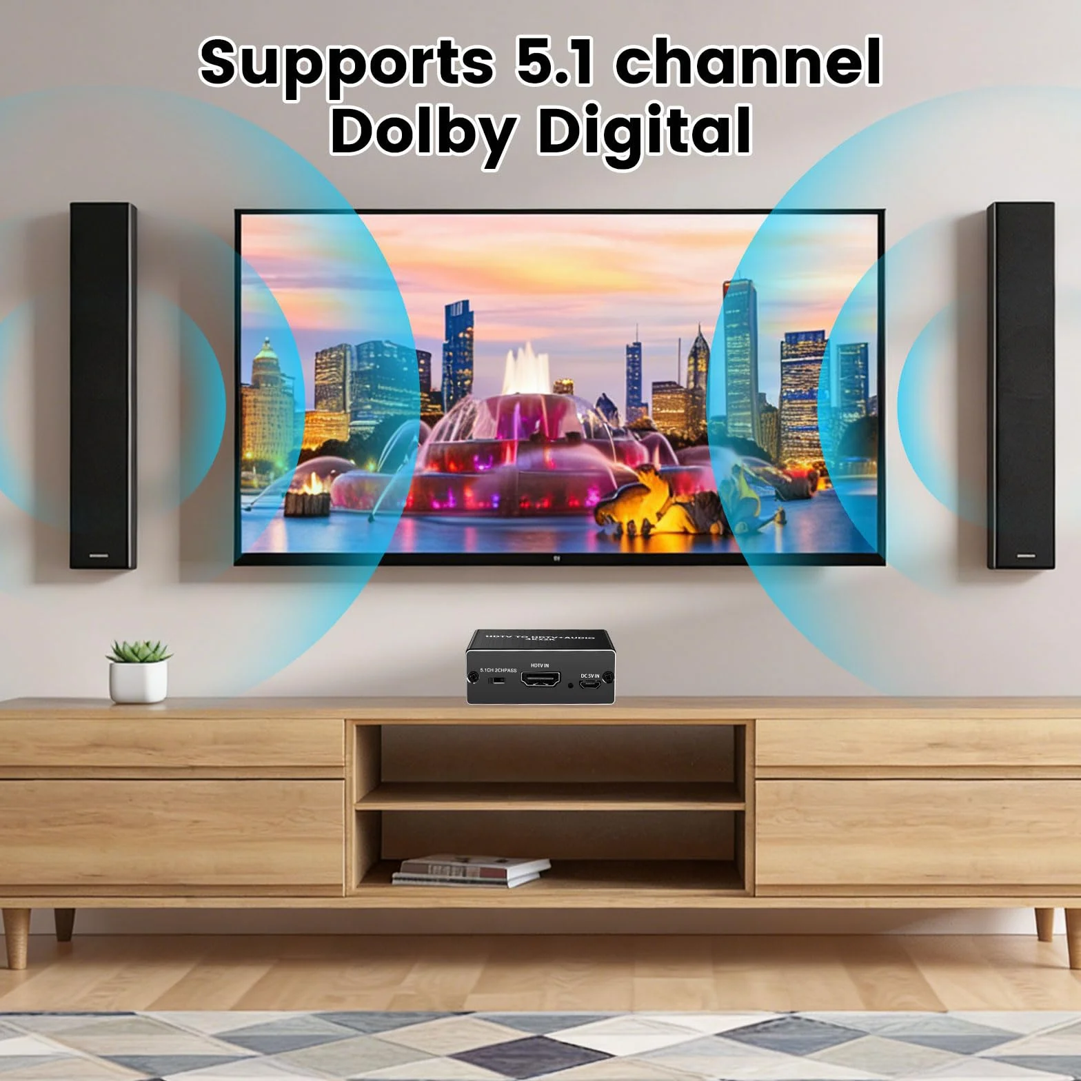 HDMI Audio Extractor 4K 30Hz HDMI 2.0 Splitter with SPDIF 5.1CH & 3.5mm Stereo EDID HDR Dolby Vision HDCP 2.2