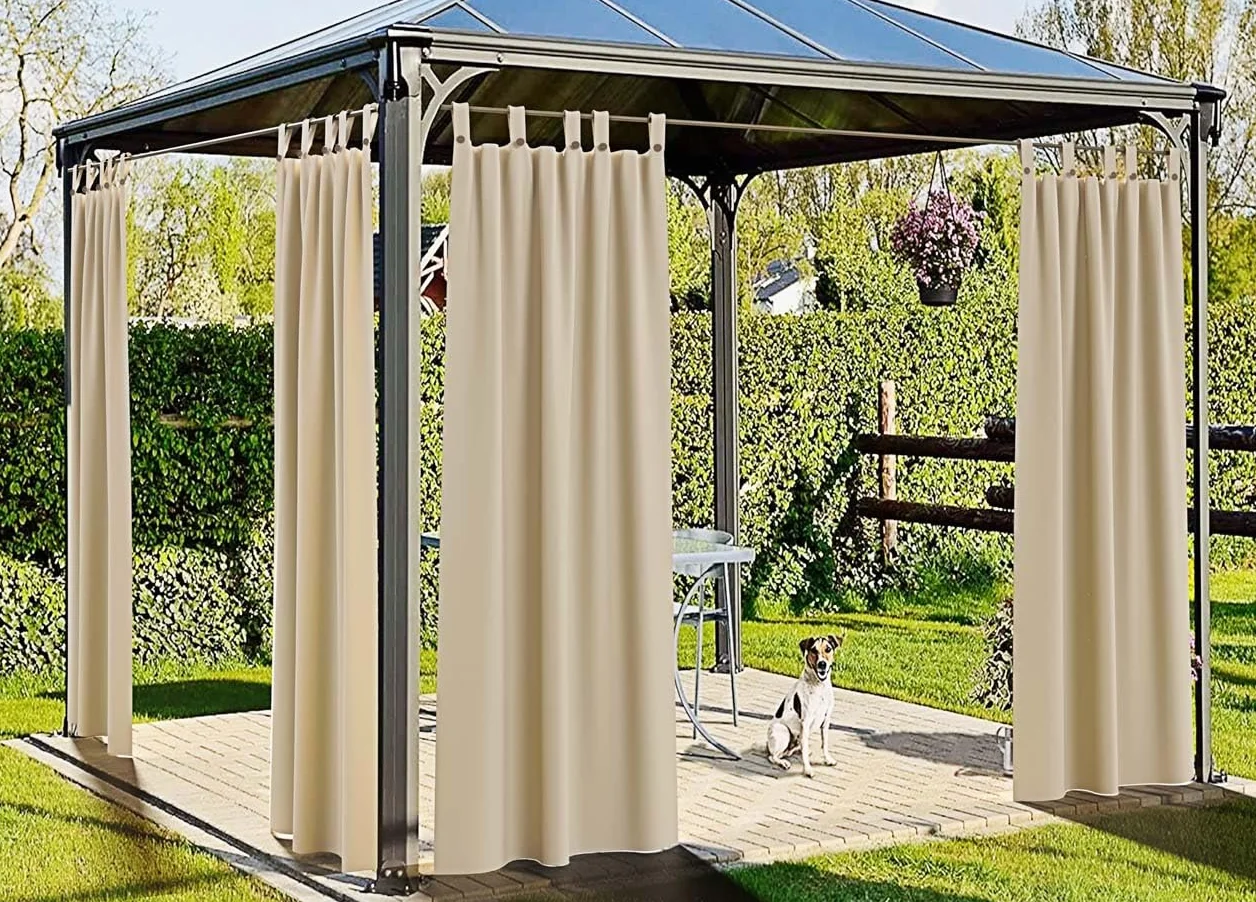 BIANCHERIAWEB Tenda Gazebo 160x270 per Esterno Passanti con Bottoni Tinta Unita Ideale per Giardino Terrazzo Springfield Colore Panna
