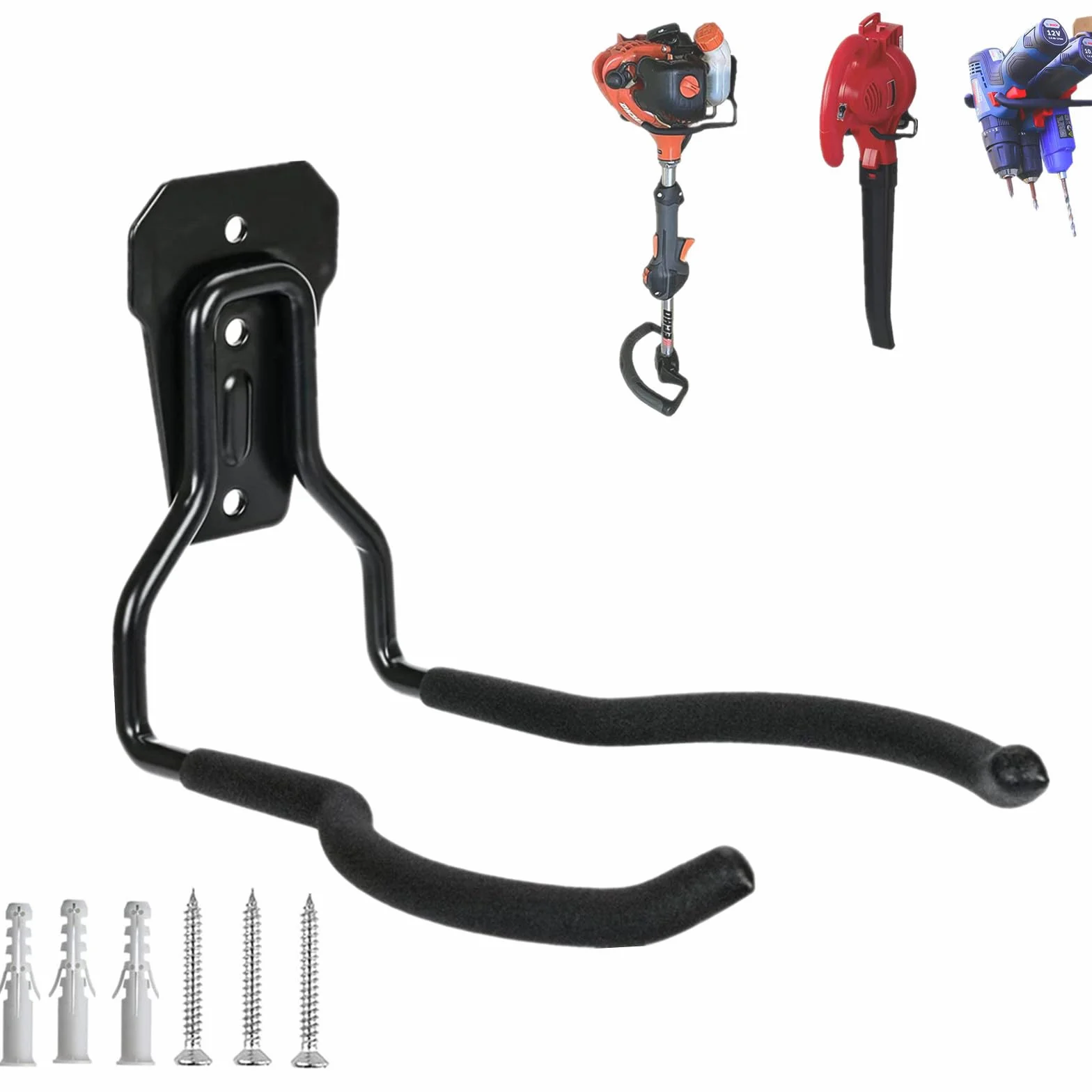 Supporto per decespugliatore, Falezern 1 supporto da parete per tagliaerba, supporto da parete per decespugliatore, tagliaerba in metallo per tagliaerba garage, attrezzi da giardino.