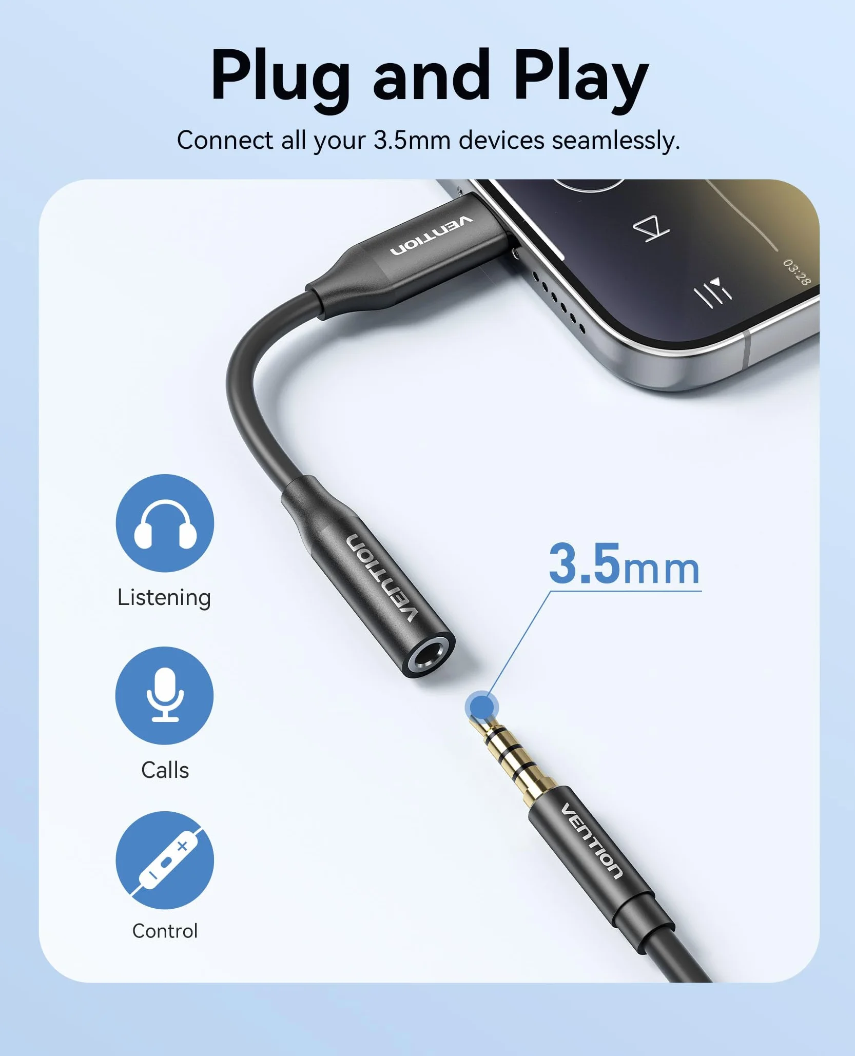 VENTION Adattatore Jack USB C a 3.5mm Bluetooth Audio per iPhone 17/16/15 Pro Max Hi-Fi
