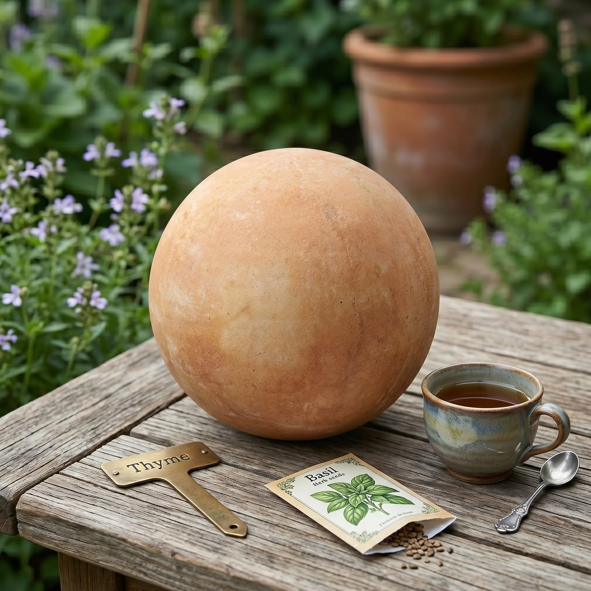 Sfera Decorativa da Giardino Set di 4 in Terracotta (10 cm, 15 cm, 20 cm e 30 cm) di Alta qualità Resistente al Gelo e alle intemperie. Ideale Come Decorazione da Giardino.