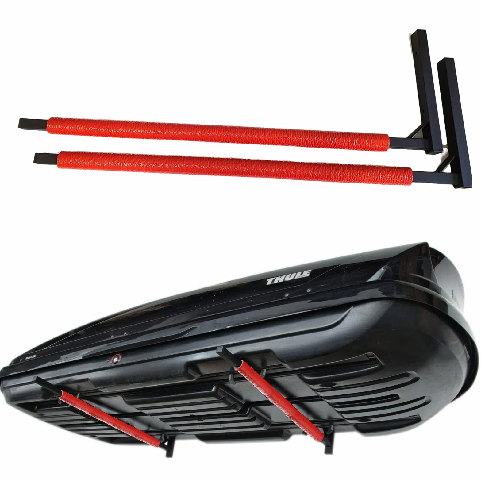 QLS Handels iSUP - Supporto da parete in acciaio per box da tetto, 82 cm, colore: Nero