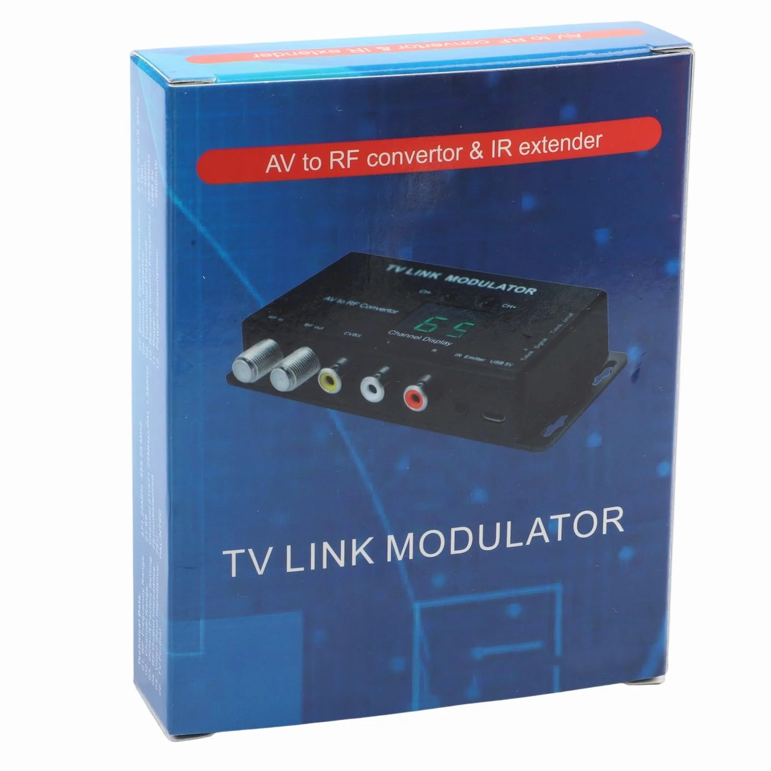 TM70 UHF TV Link Modulatore AV a RF Converter con display canale, uscita regolabile PAL/NTSC nero