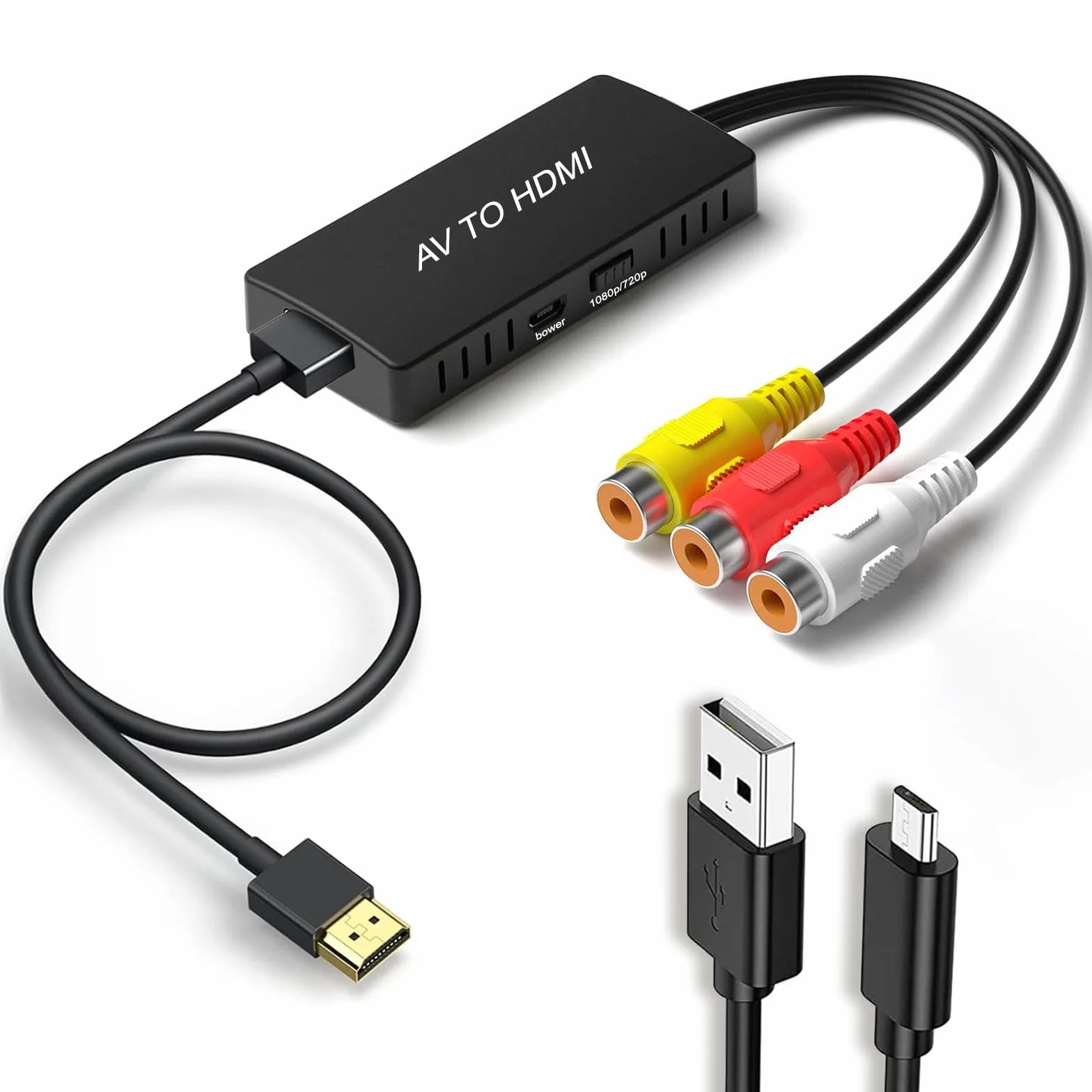 Adattatore HDMI AV a Full HD, RCA a HDMI, Uscita Video Audio per HDTV