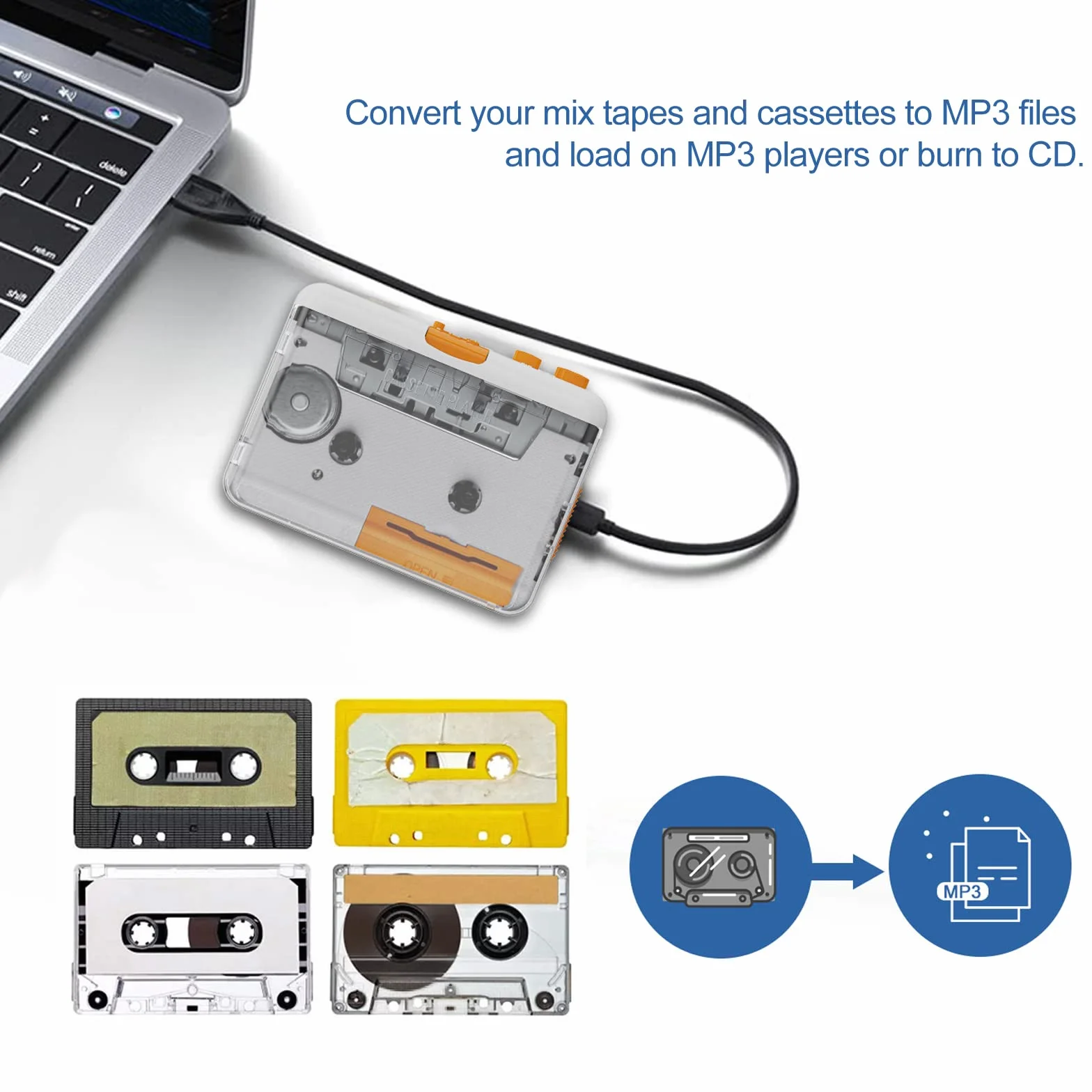 Lettore di cassette portatile 218SP registratore MP3/CD USB converter con cuffie