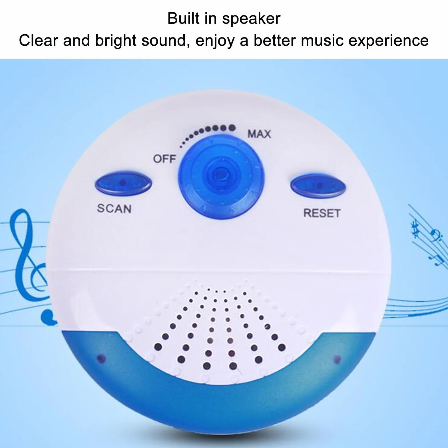 Mini radio da doccia impermeabile FM portatile con altoparlante e antenna integrati batteria lunga durata