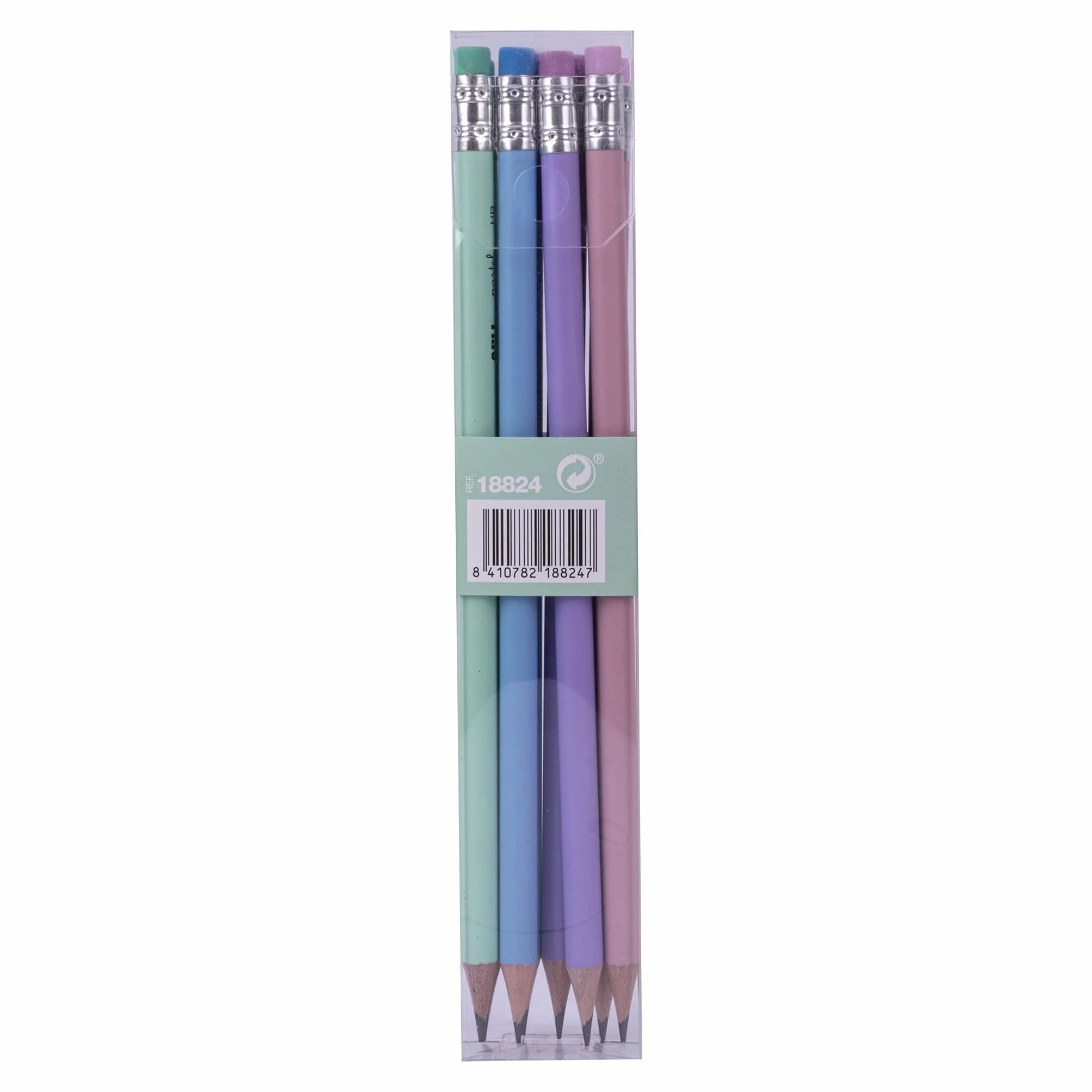APLI 18824 Matite HB Grafite Confezione da 8 Gomma Colori Pastello