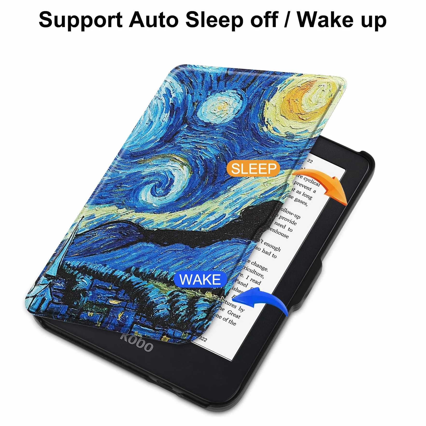 Custodia Premium PU Leggero per Kobo Clara Colour 6 Pollici, Auto Sleep/Wake