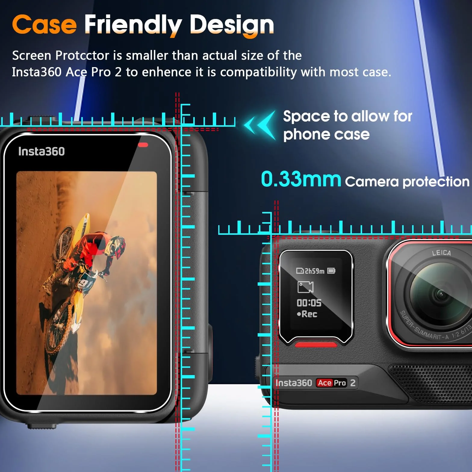 Pellicola Protettiva Insta360 Ace Pro 2, Schermo Vetro Temperato, Protezione Lente Fotocamera 2+2+2 Pezzi, HD Chiaro Anti Graffio