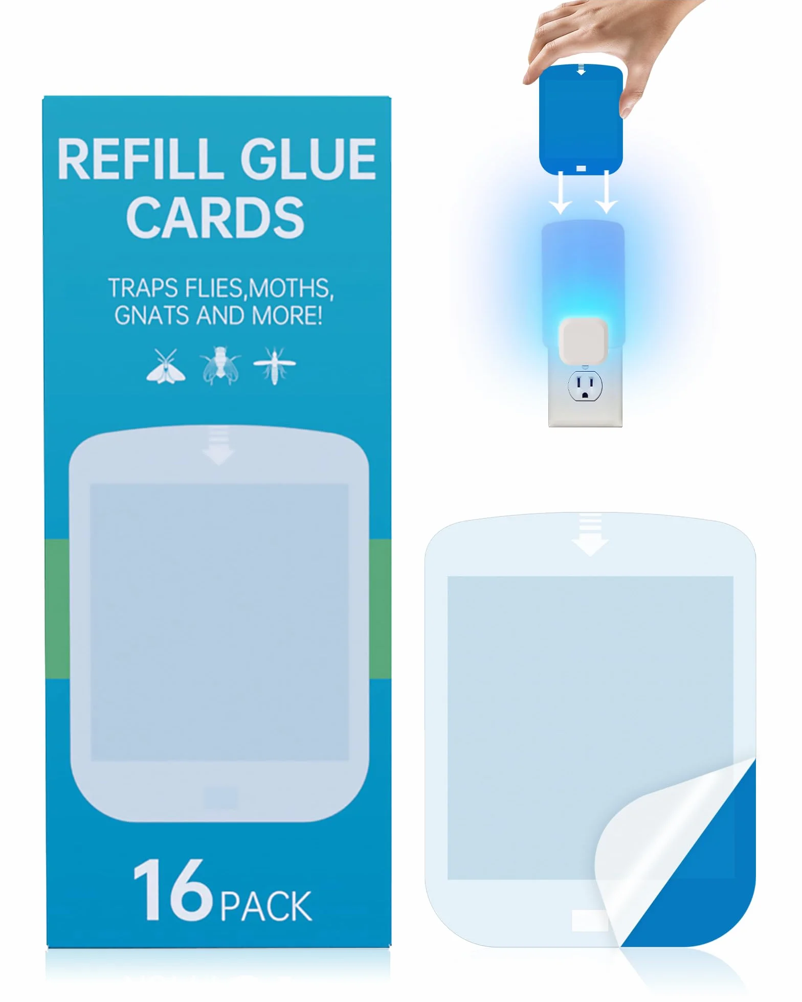 16 confezioni di cartucce di ricambio per Stem e compatibili con Raid Essentials Trappola luminosa per insetti volanti Compatibile con Wondercide Plug-in Trappola a luce blu per mosche, zanzare e