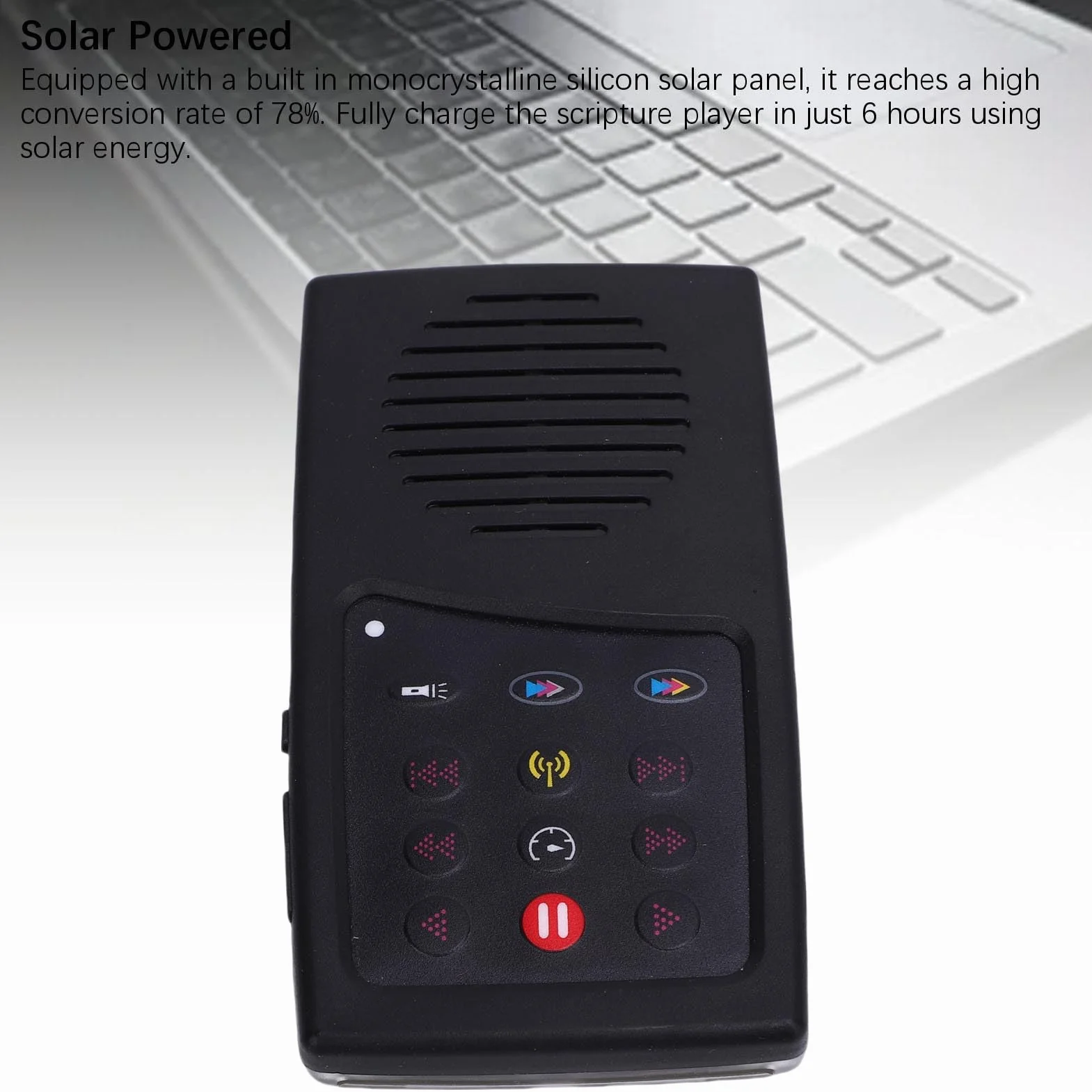 Tosuny Lettore Biblico Audio Solare Portatile con Francese Spagnolo KJV NIV Radio FM Batteria a Lunga