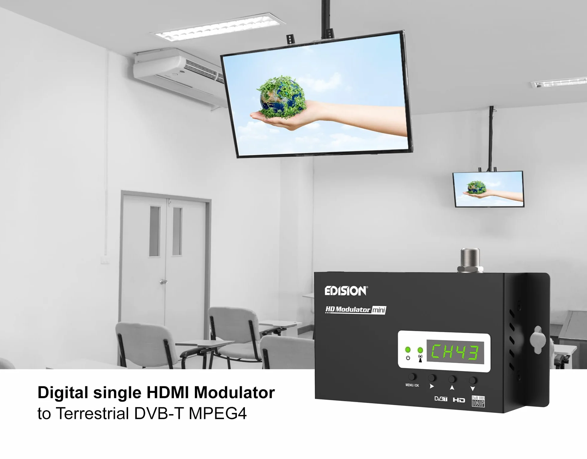 Edision HDMI MODULATOR mini modulatore monocanale RF HDMI DVBT MPEG4 FullHD