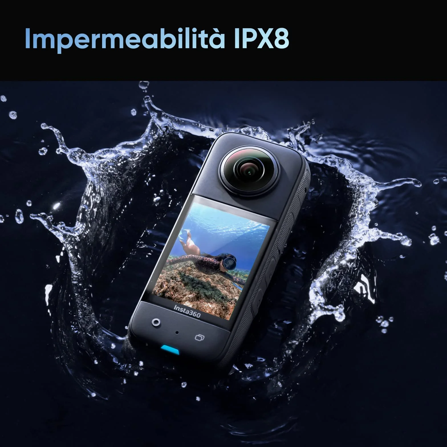 Insta360 X3 Action Cam 360° Impermeabile 5.7K 72 MP Touchscreen 2,29" Stabilizzazione IA