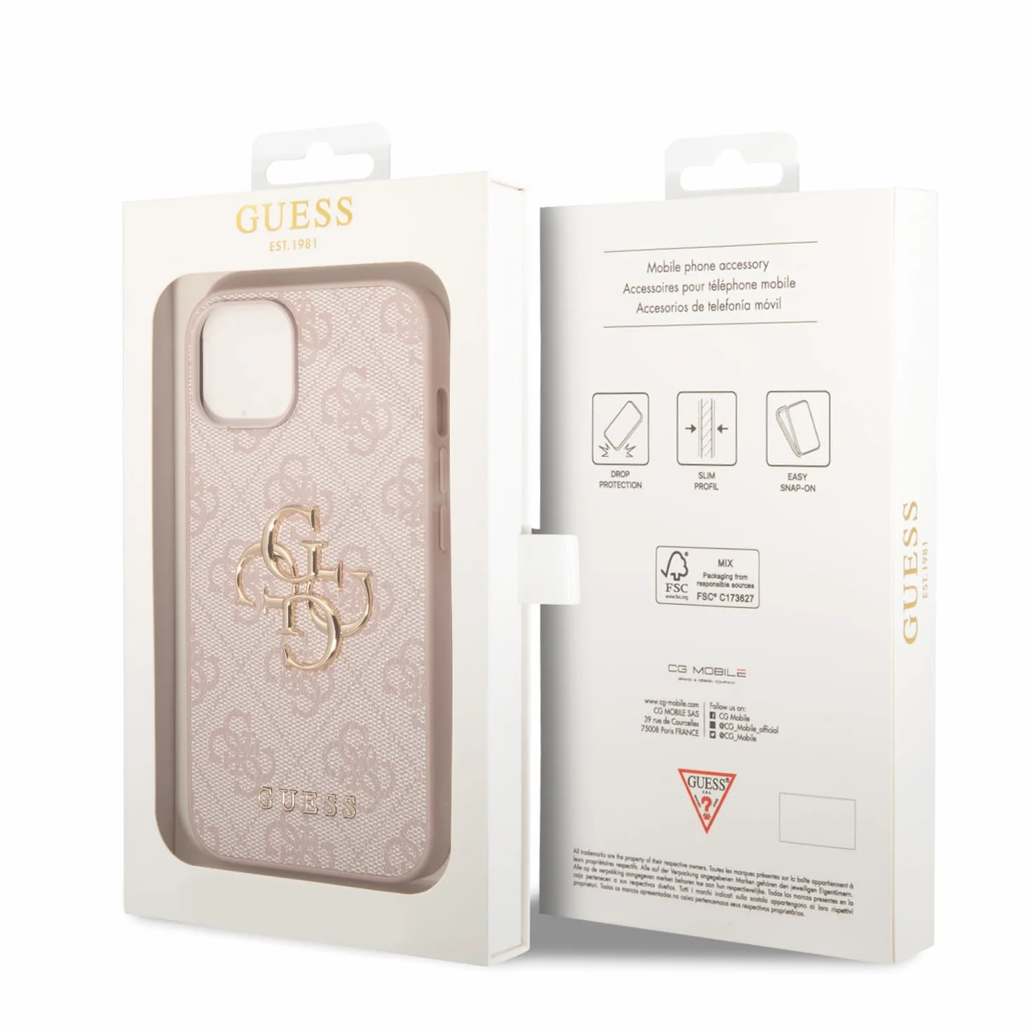 GUESS GUHCP15S4GMGPI Custodia rigida iPhone 15 6.1" con logo Big Metal