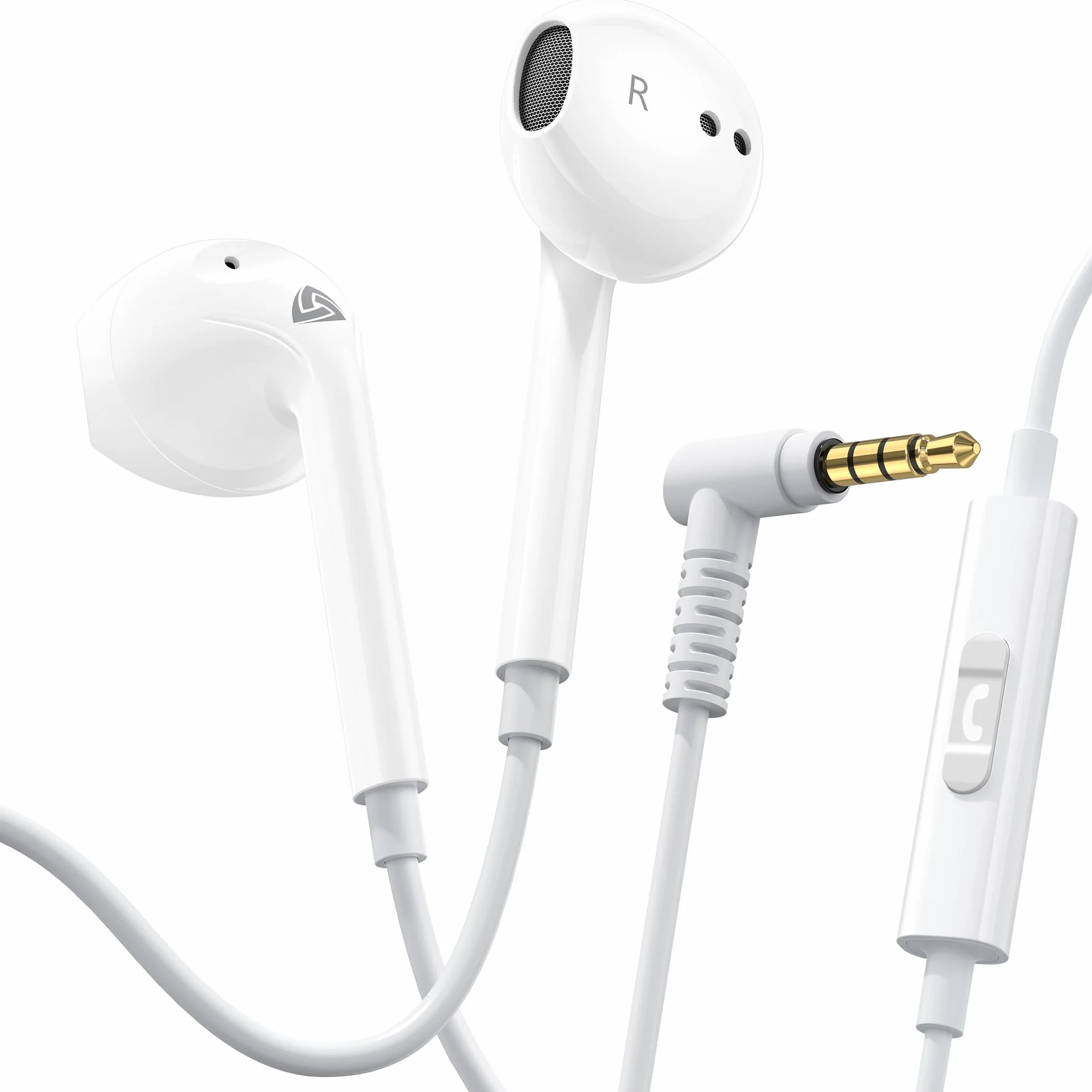 LUDOS ZENITH Auricolari In-Ear Cuffie con Filo e Microfono, Isolamento Acustico, Jack 3,5 mm, Bianco