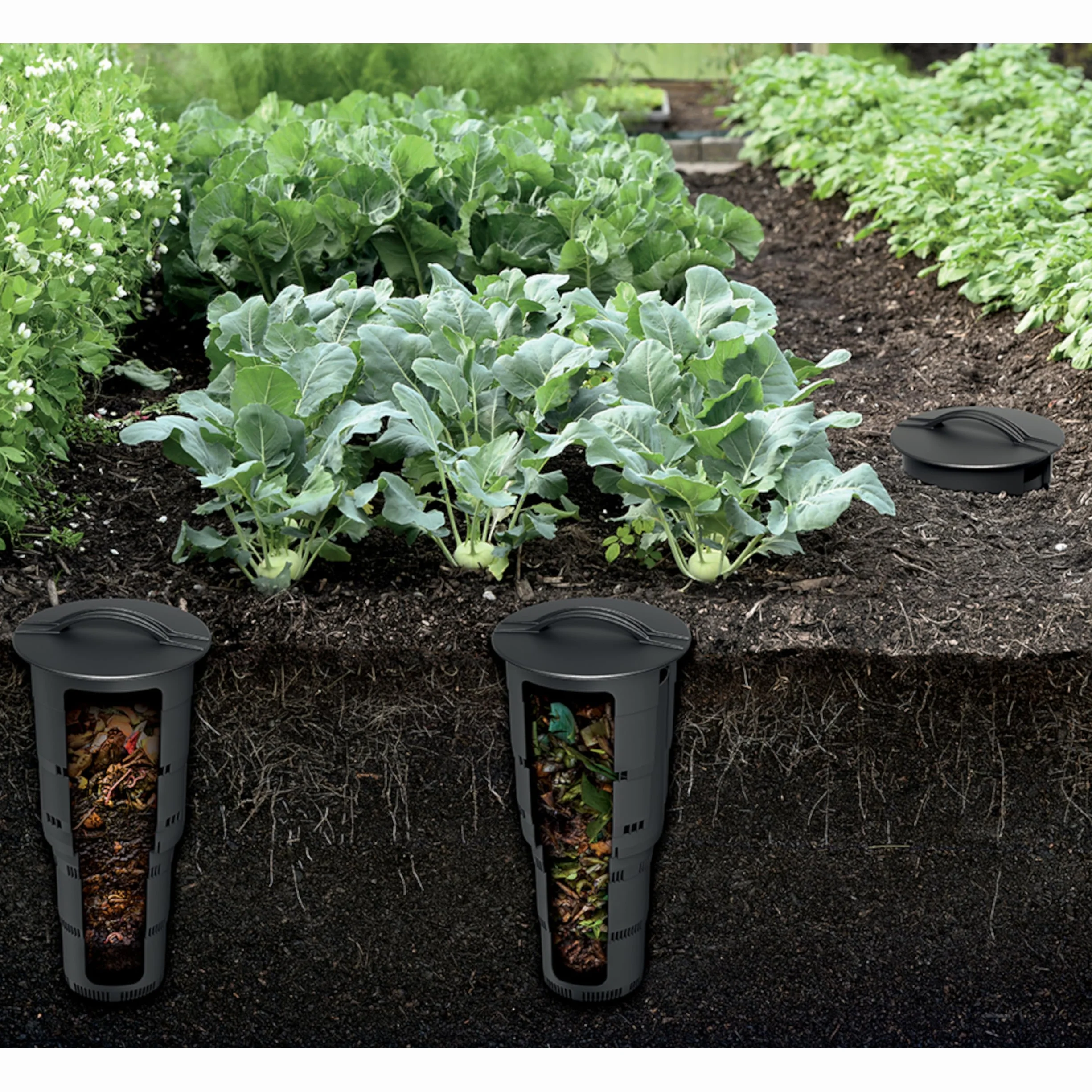 Secchio per compostaggio da giardino 11 L antracite plastica altezza 53 cm modulare