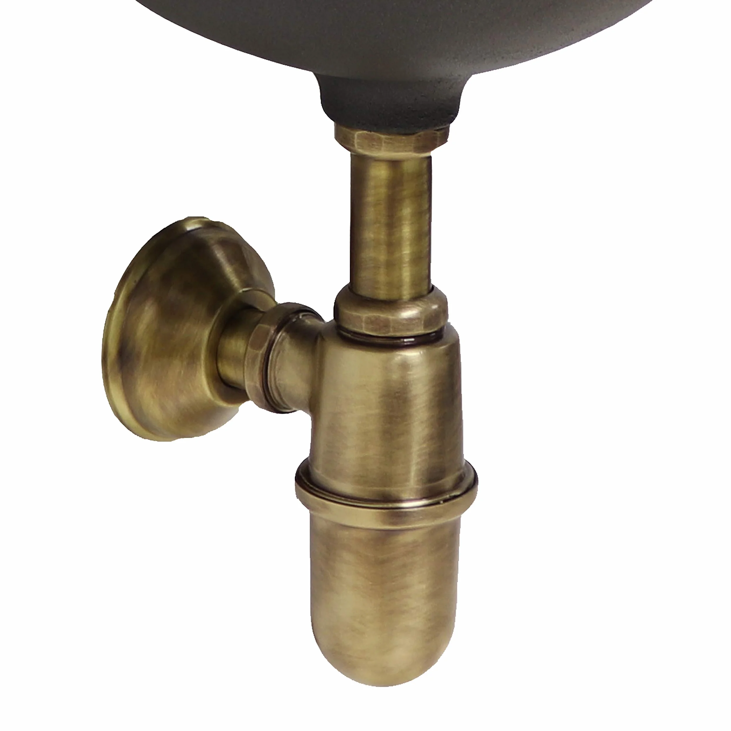 FONDERIA BONGIOVANNI | Sifone per Fontana da Giardino | Sifone in Ottone Brunito senza Piletta| per Fontana | Vasca Lavello | Scarico per Fontana