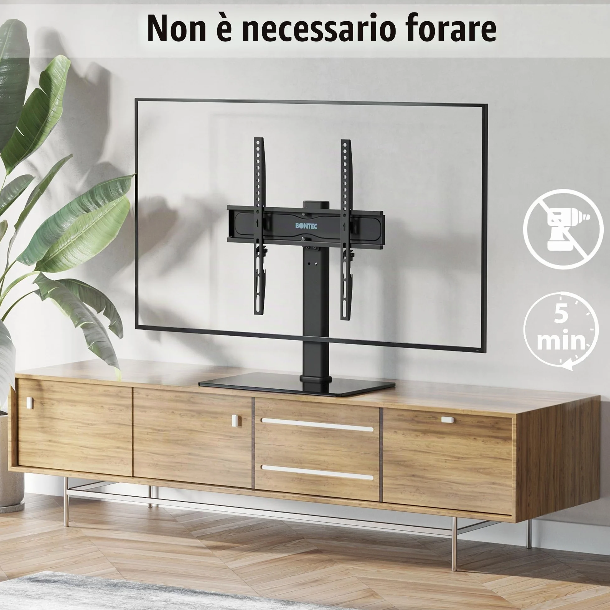 BONTEC Supporto da Tavolo per TV 24-60 Pollici Altezza Regolabile Girevole VESA 400x400 mm 45 kg