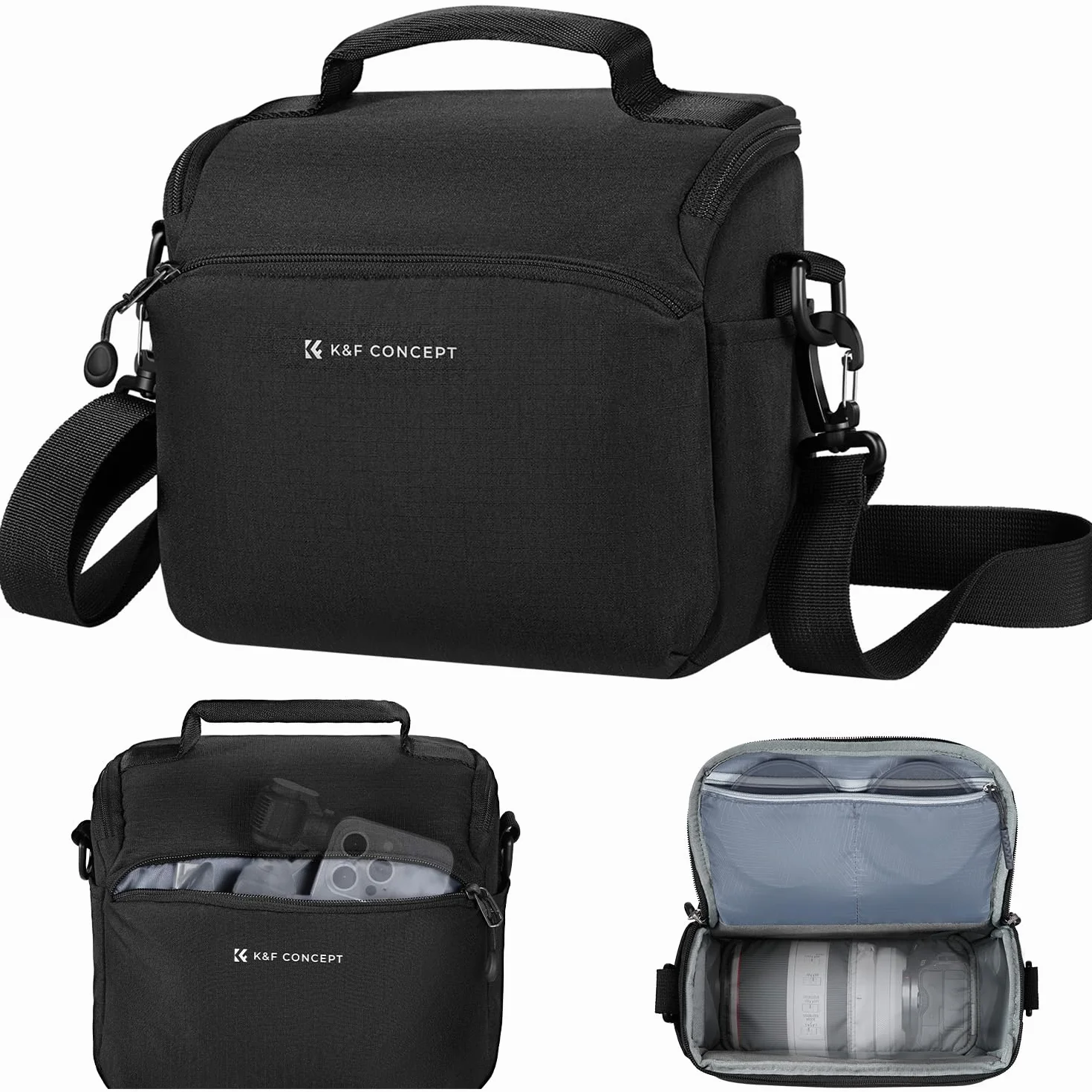 K&F CONCEPT Borsa per fotocamera a tracolla singola Crossbody Custodia compatta per DSLR SLR Mirrorless