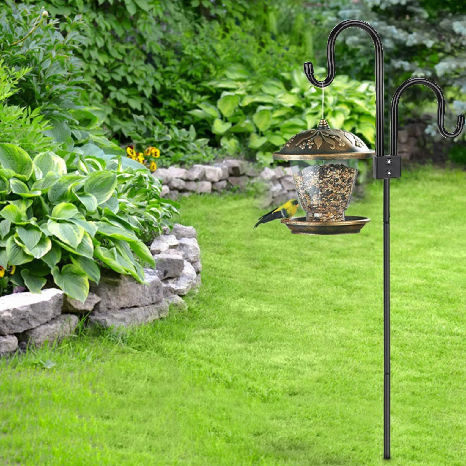 Gancio da Pastore 234CM Bastone da Giardino Doppio Gancio Base a 5 Punte