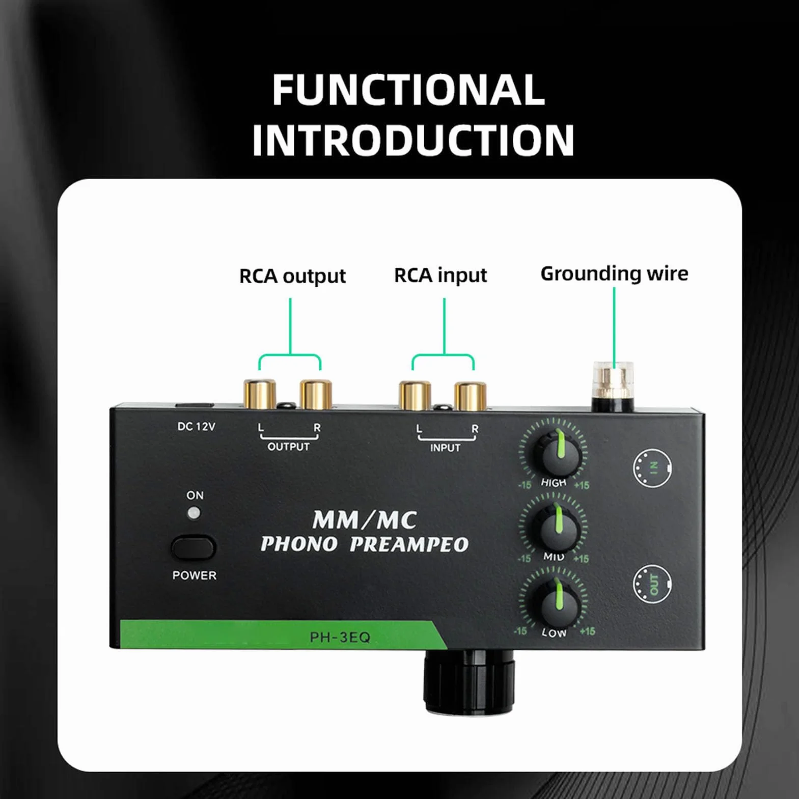 Preamplificatore Phono MM MC Professionale con Ingresso XLR 5 Pin Equalizzazione Regolabile