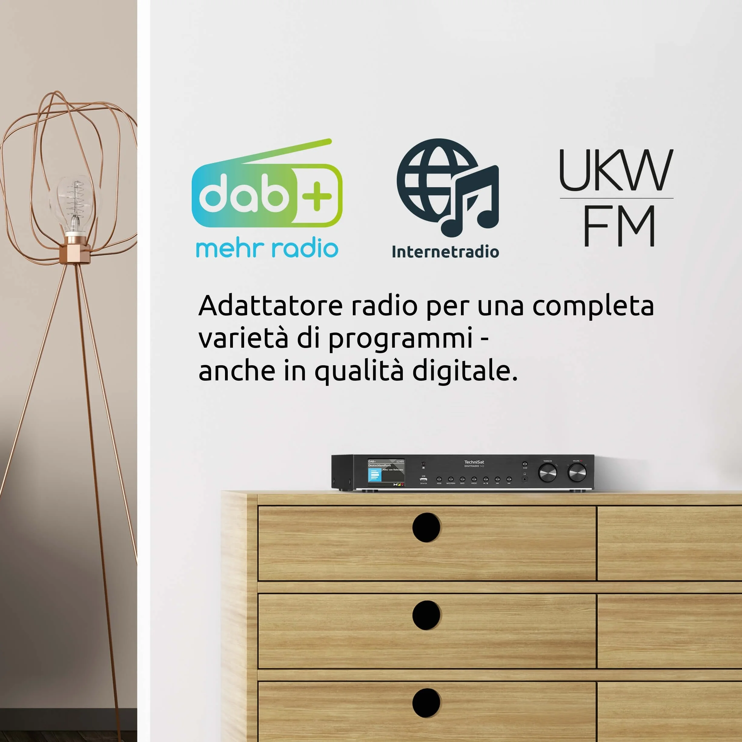 TechniSat DIGITRADIO 143 (V3) Sintonizzatore HiFi Radio Internet DAB+ Bluetooth Spotify Connect Nero