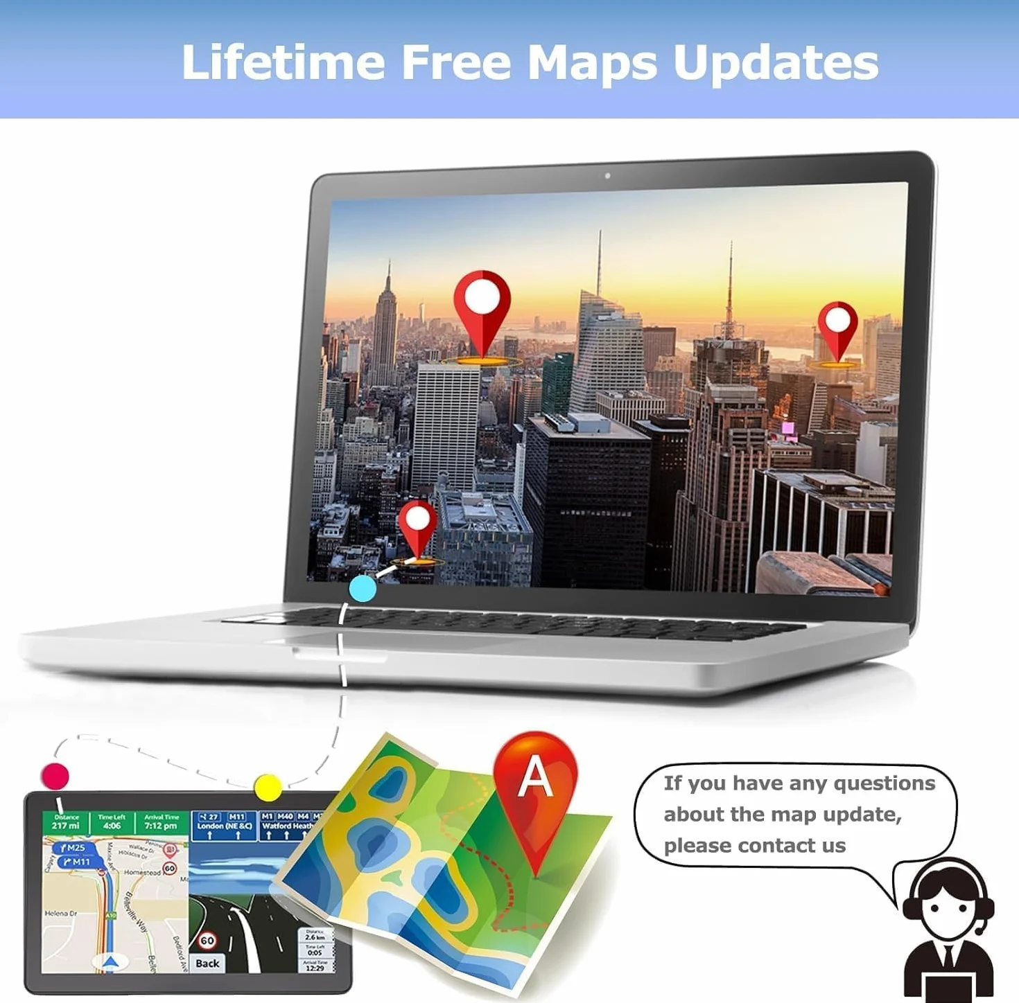 Navigatore Satellitare 9 Pollici Touchscreen 8GB DDR256 POI Avviso Guida Vocale Lane Aggiornamento EU Gratuito a Vita per Auto e Camion