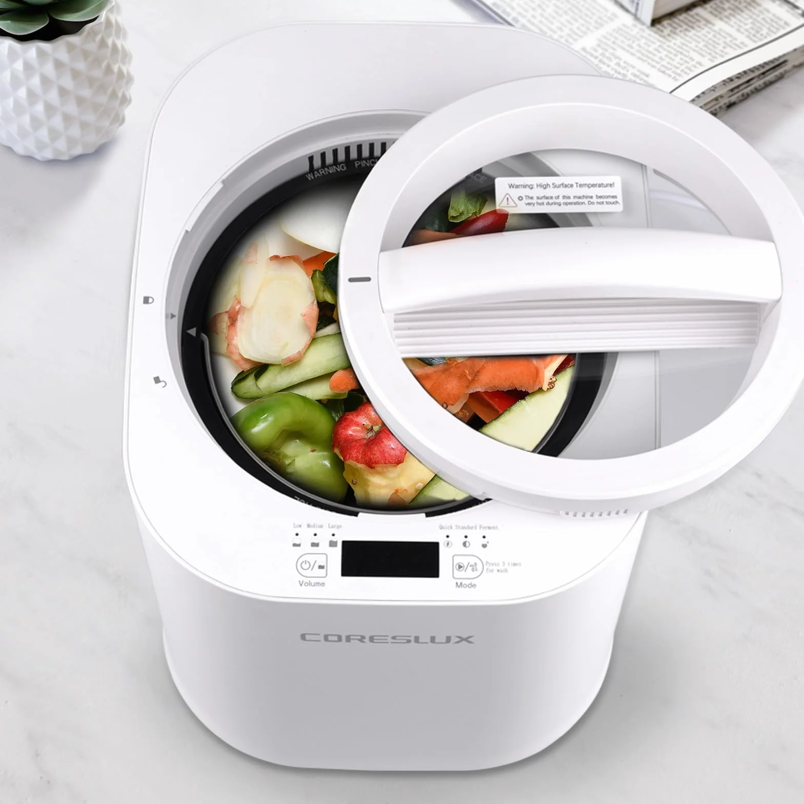 Coperchio per compostiera elettrica CORESLUX, coperchio per compostiera intelligente, 1 pezzo, bianco