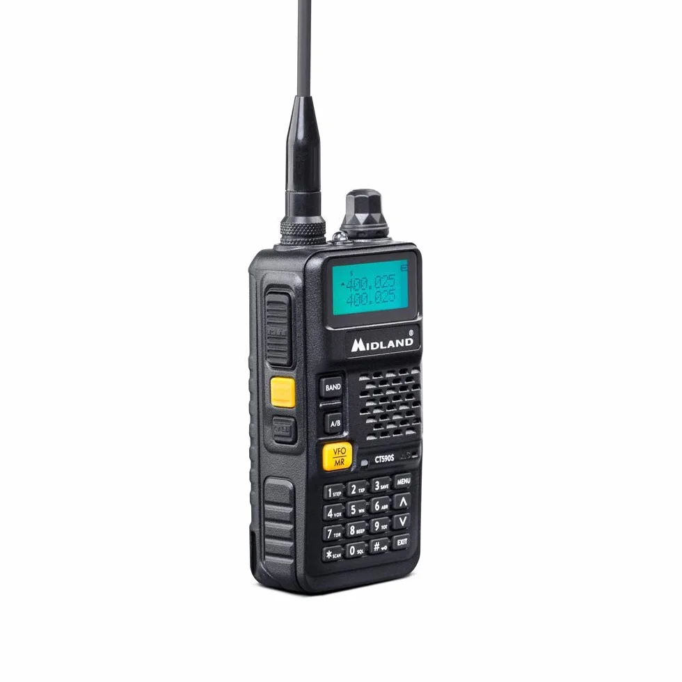 Midland Radio Ricetrasmittente CT590 S Dual Band VHF/UHF 128 Canali Squelch Digitale 18H Autonomia Batteria Accessori