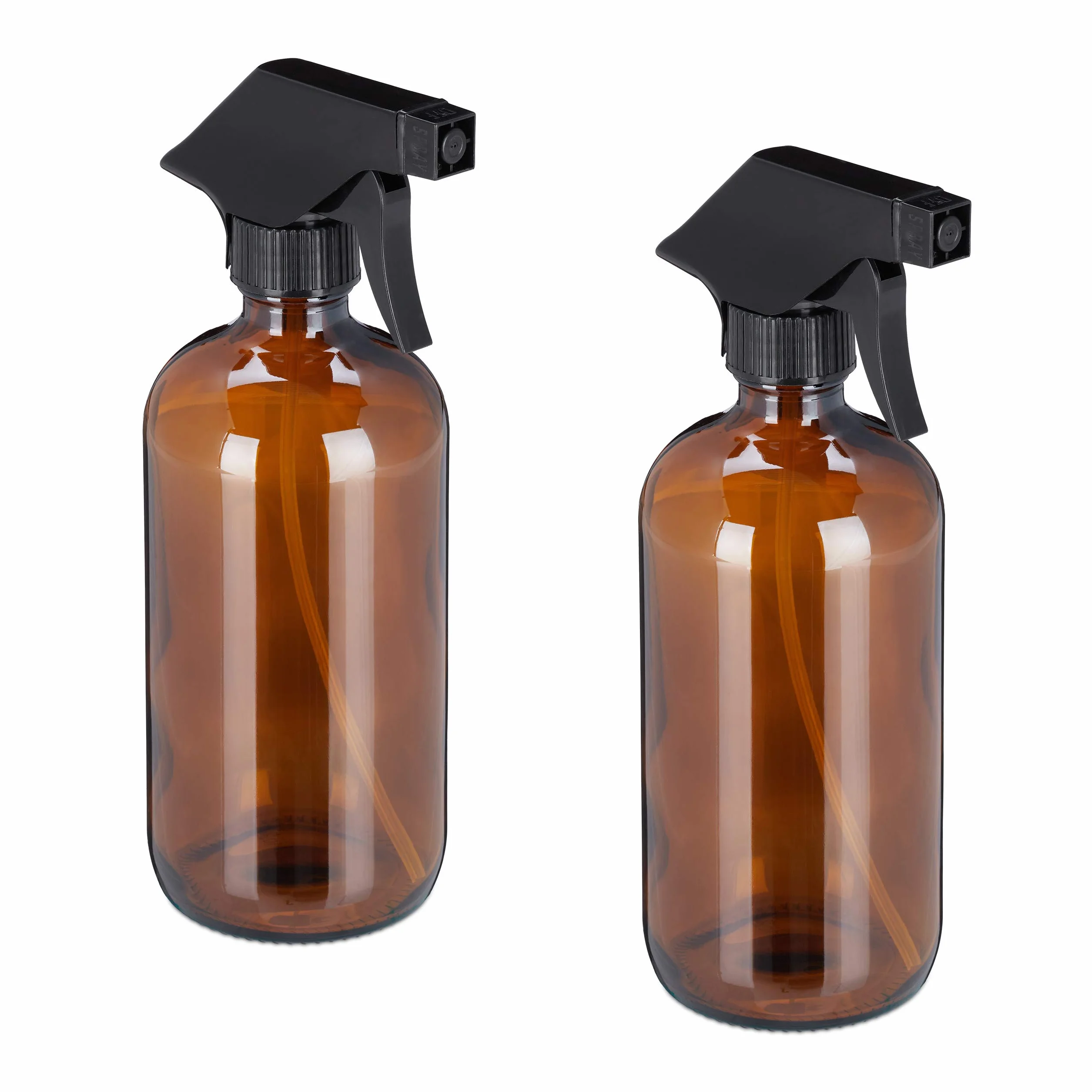 Relaxdays Spruzzino Nebulizzatore, Set 2x500 ml di Bottiglie Spray Vuote, Vaporizzatore Parrucchieri, Pulizia, Marroni