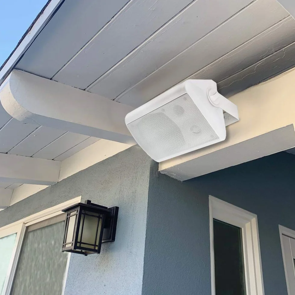 Herdio Altoparlanti da esterno cablati impermeabili 200 Watt 5,25 pollici montaggio a parete bianco (coppia)