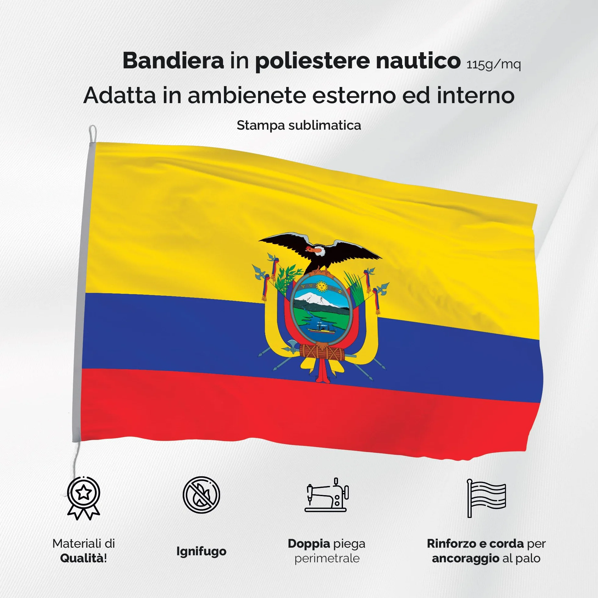 Bandiera Ecuador Tessuto Nautico 100x150