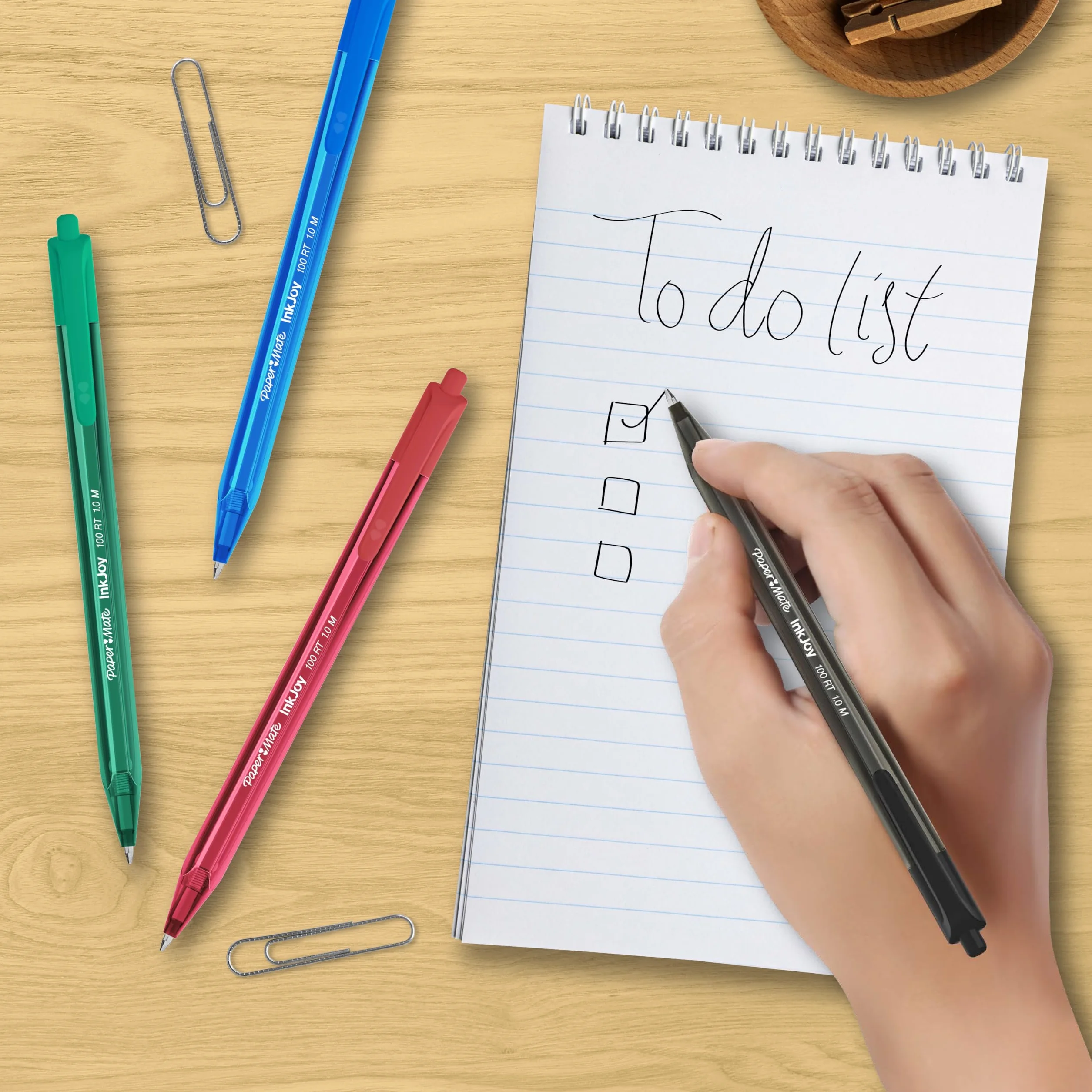 Paper Mate InkJoy 100RT Penna a Sfera a Scatto Punta Media 1,0 mm Nero Confezione da 20