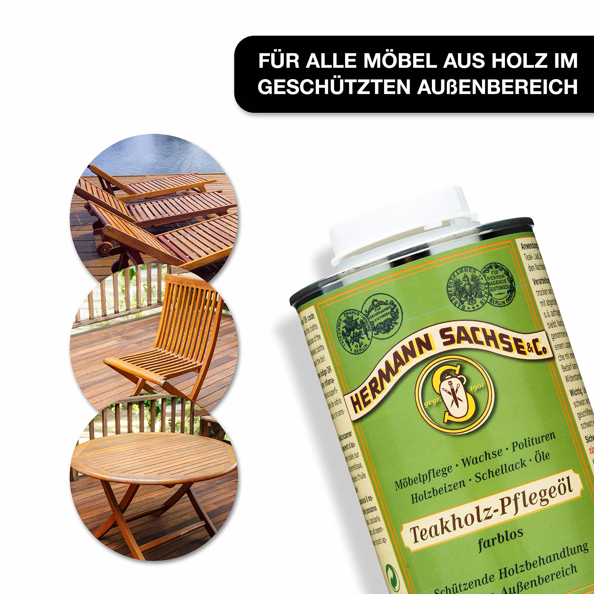 Olio per legno di teak 0,5 l per esterni protezione legno mobili giardino