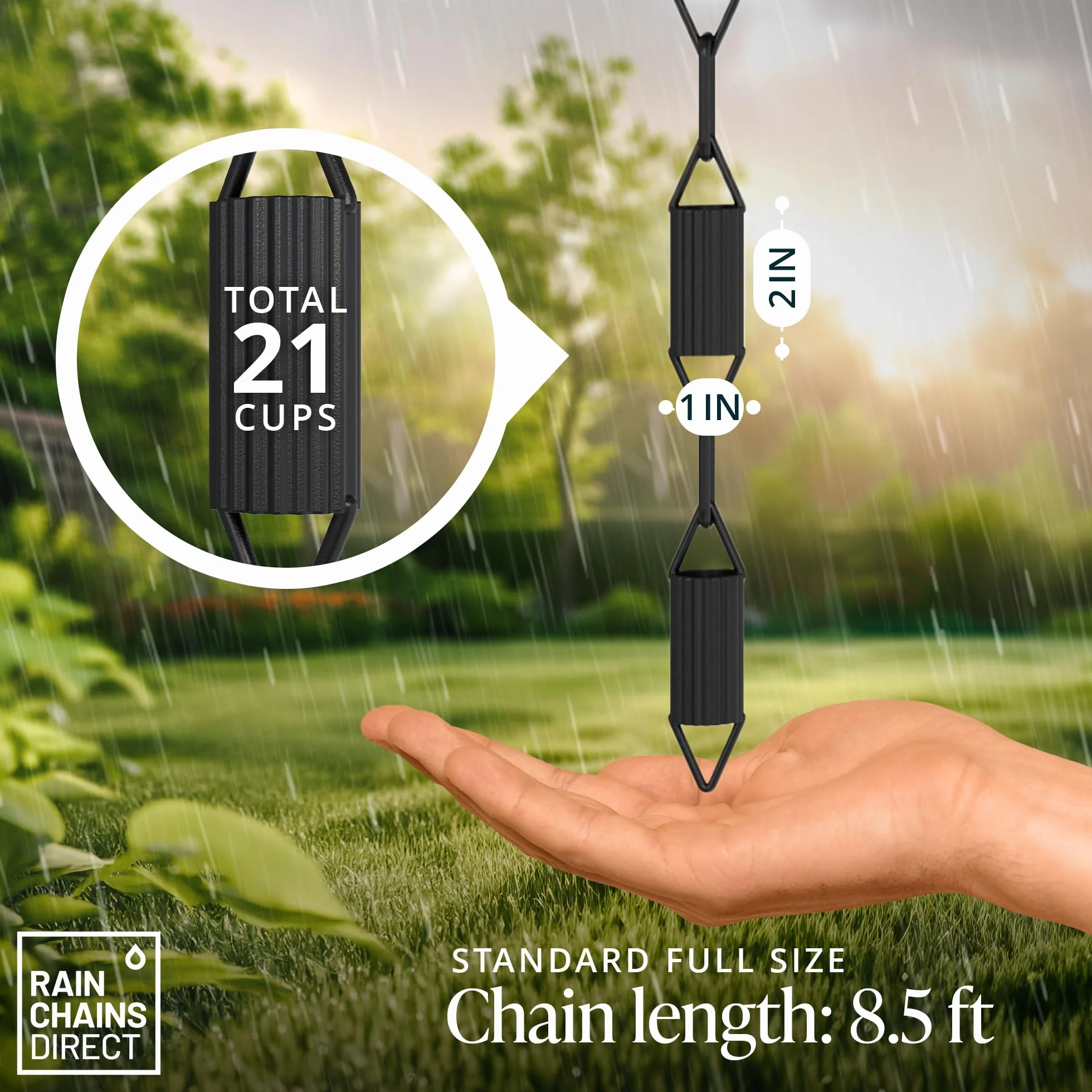 Rain Chains Direct Manicotti Alluminio Verniciato a Polvere Nera 2,5 m Lunghezza Ricambio per Pluviali