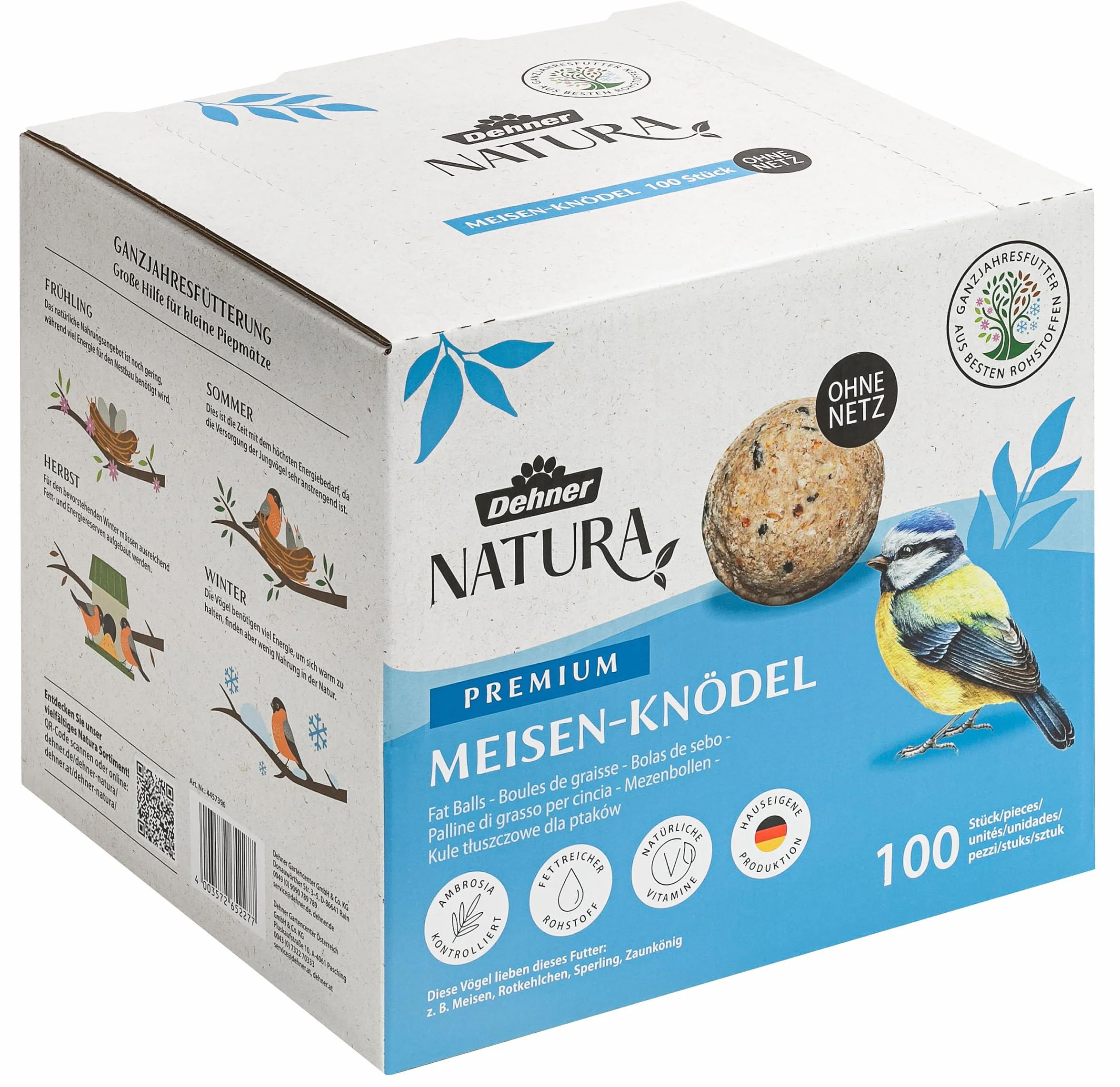 Dehner Natura Premium palline per cinciallegre, 100 x 90 g (9 kg), FSC