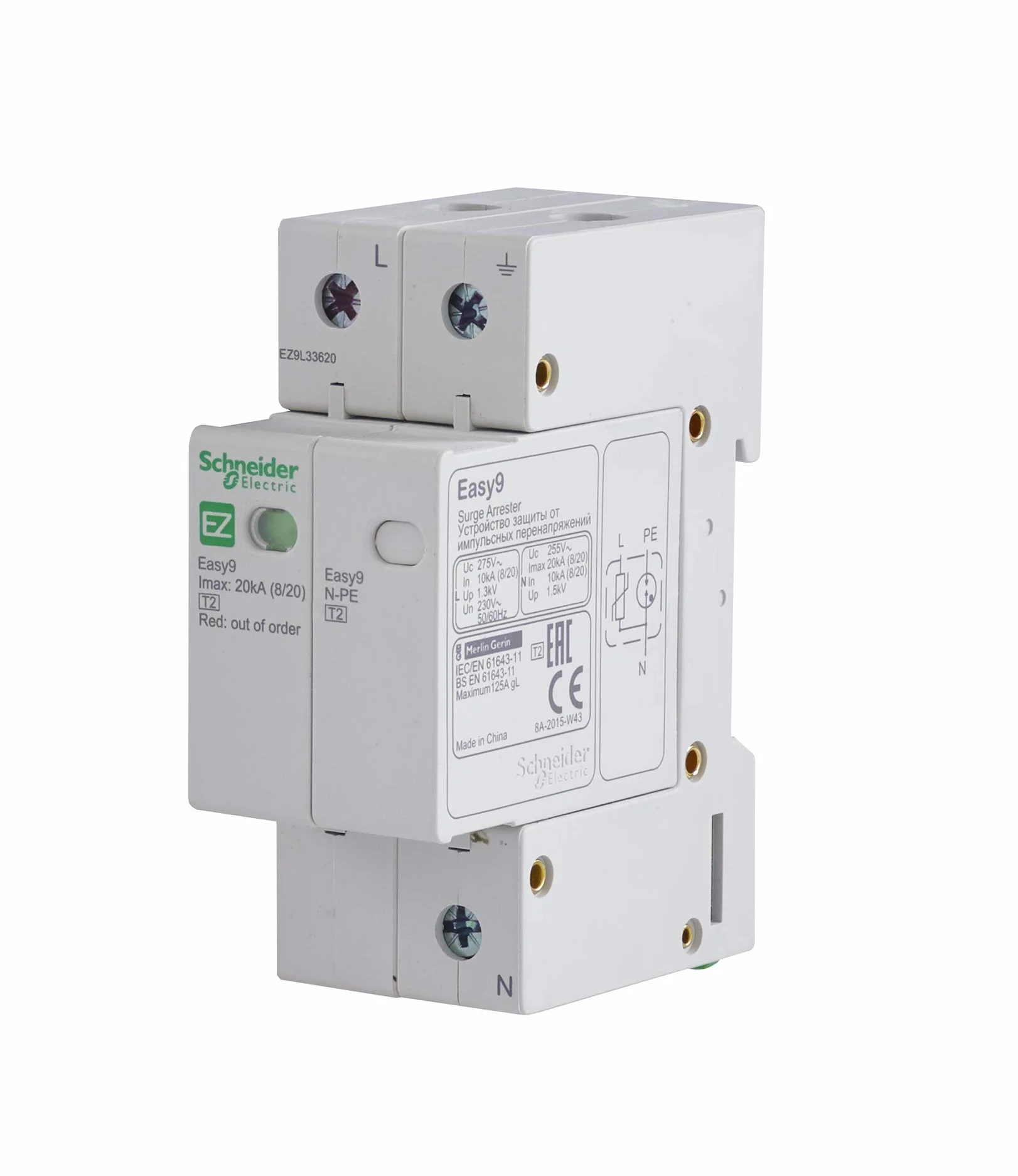 Schneider EZ9L33620 EASY9 parafulmini 1p-n 20 KA