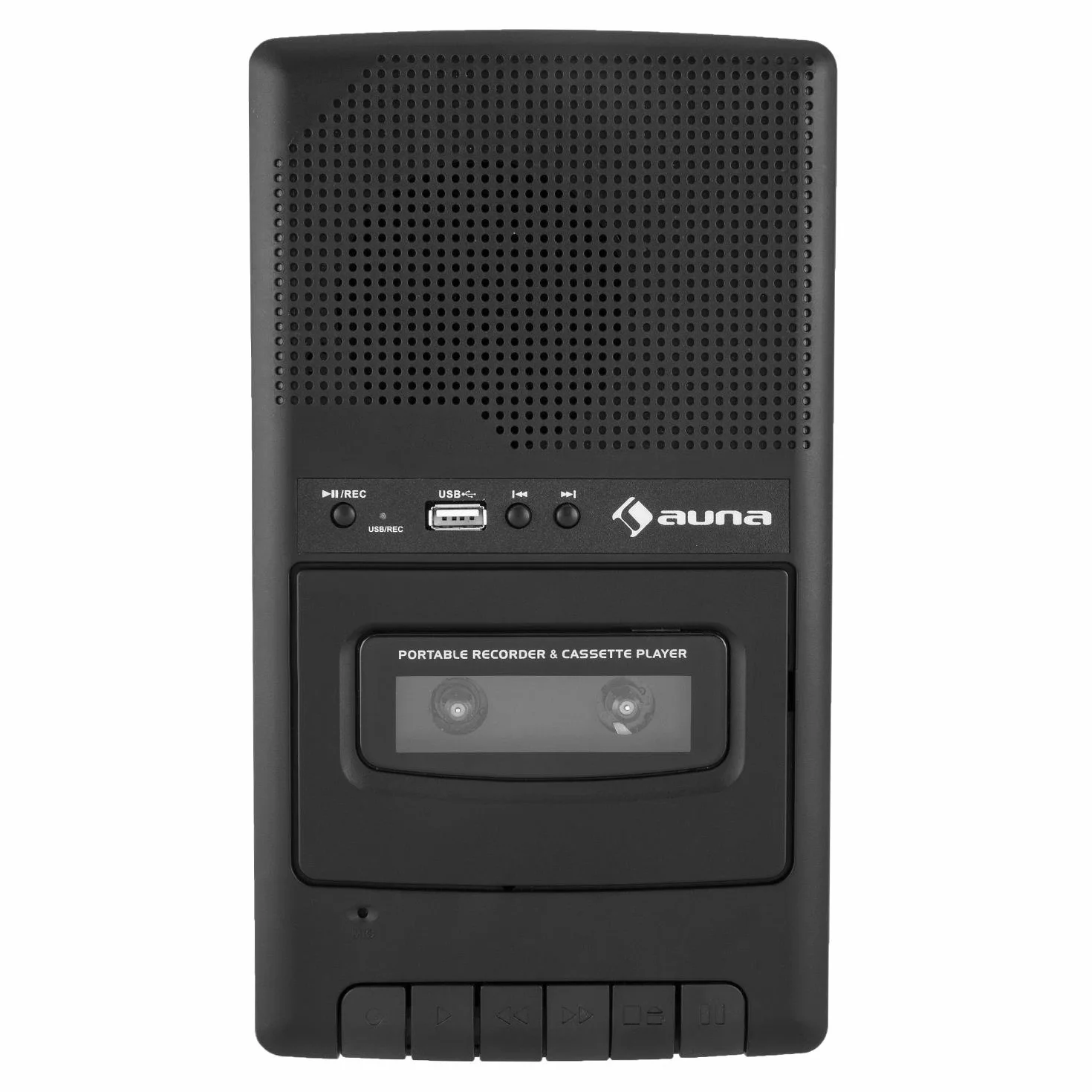 AUNA RQ-132USB Mangianastri Lettore Cassette Tape Portatile con Microfono Nero
