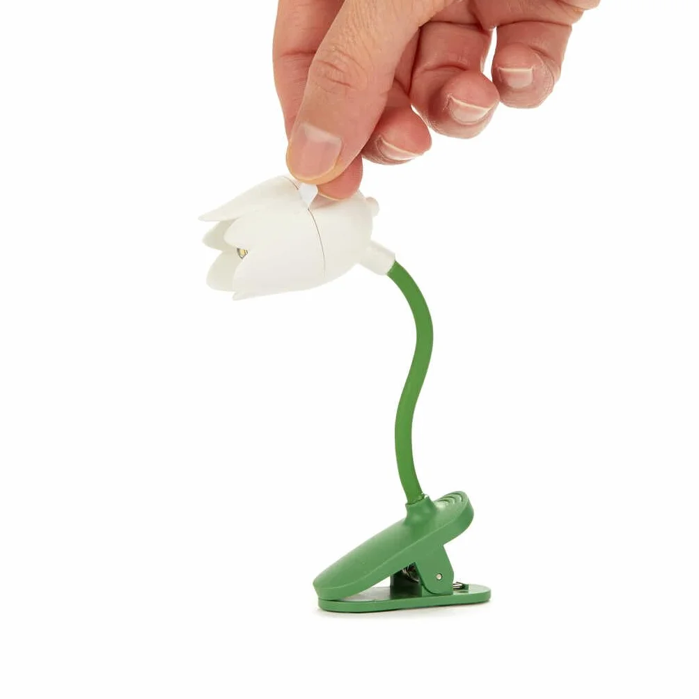 Balvi Lampada Flessibile con Clip a Forma di Tulipano Bianco per Lettura
