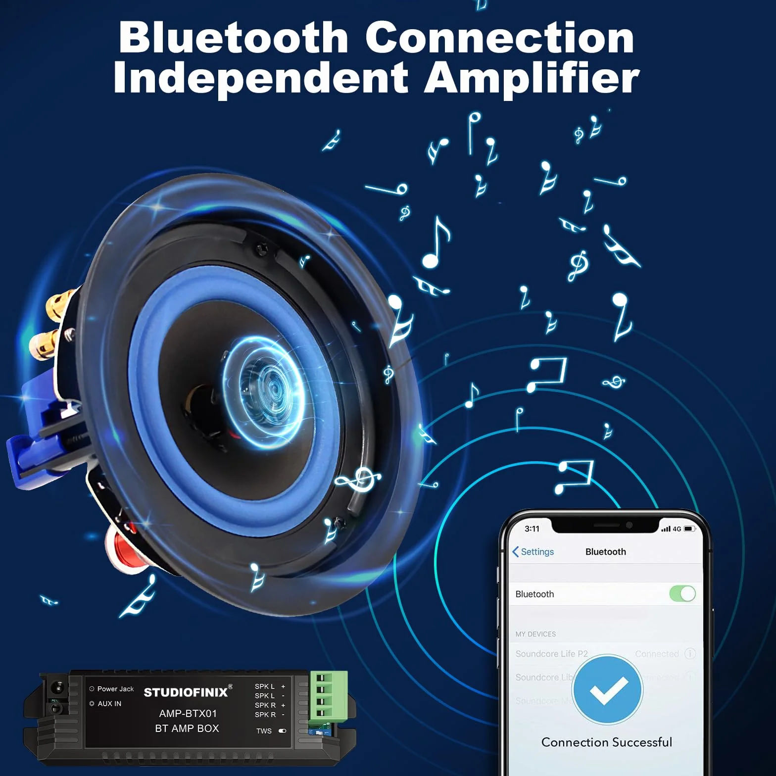 STUDIOFINIX altoparlanti da soffitto Bluetooth 2 vie incasso interni esterni 1 paio