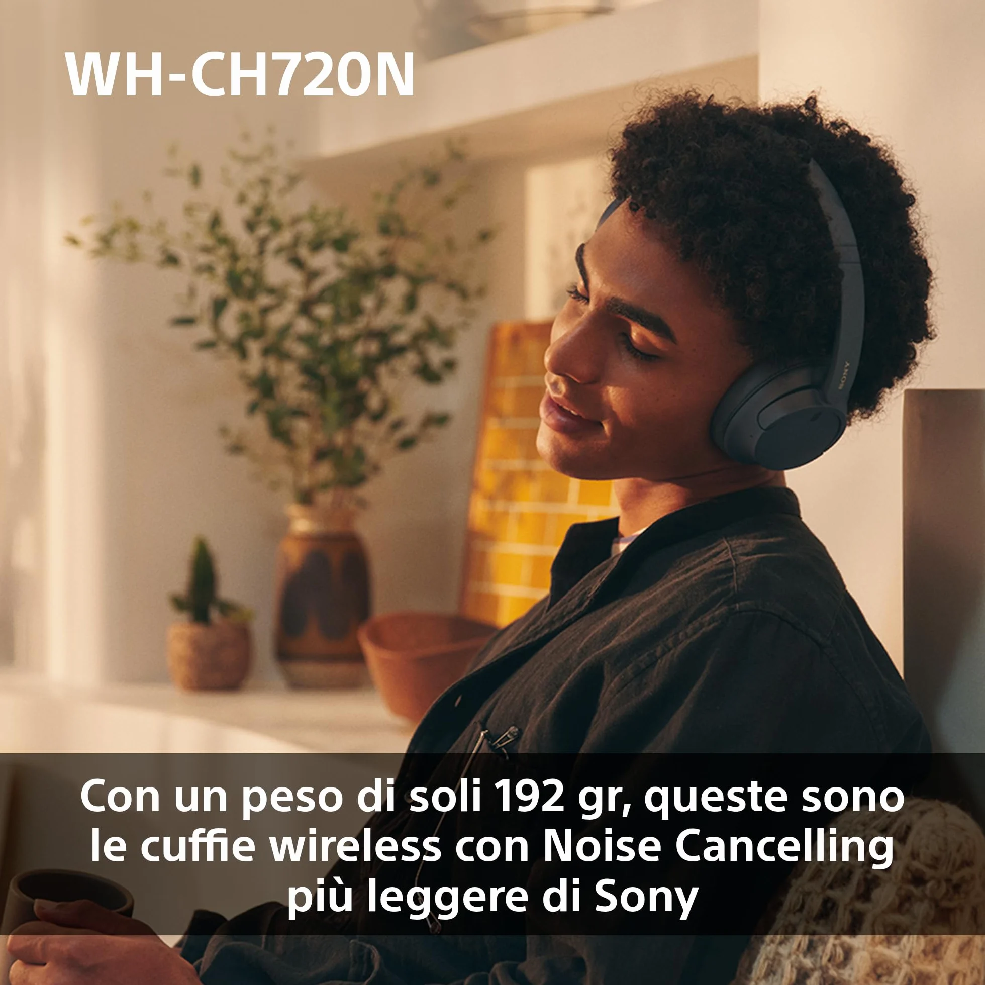 Sony WH-CH720N Cuffie Wireless Noise Cancelling Multipoint 35h Batteria Ricarica Rapida Nero