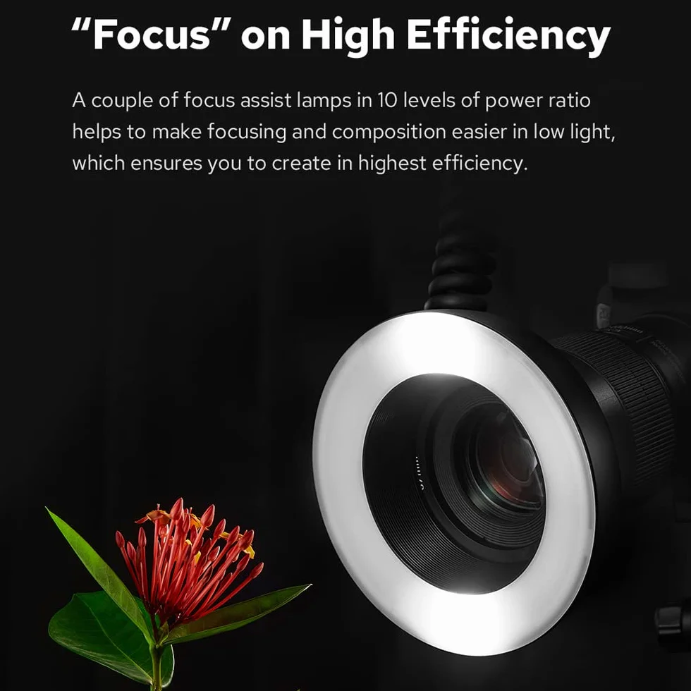 Godox MF-R76 Universal Macro Ring Flash Light GN14 10 livelli di luminosità regolabile per Canon Nikon Sony Fuji Olympus Panasonic Pentax DSLR