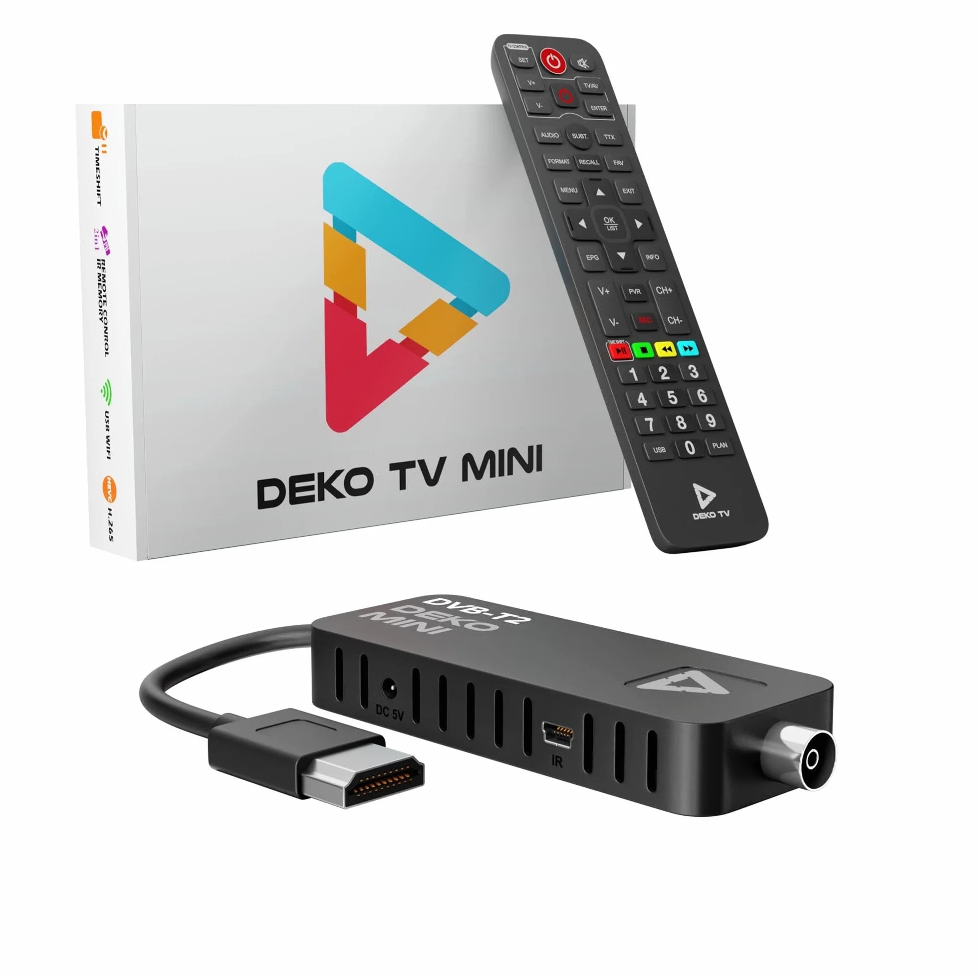DVB-T2 Decoder PVR HEVC Deko TV MINI Stick WiFi 2in1