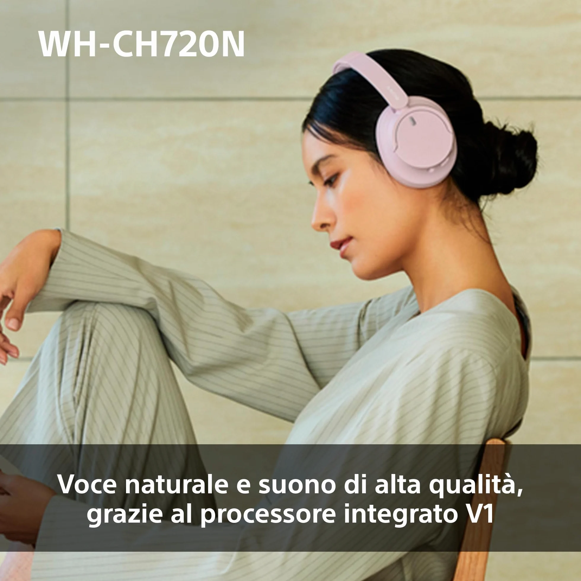 Sony WH-CH720N Cuffie Wireless Noise Cancelling Multipoint 35h Batteria Ricarica Rapida Nero